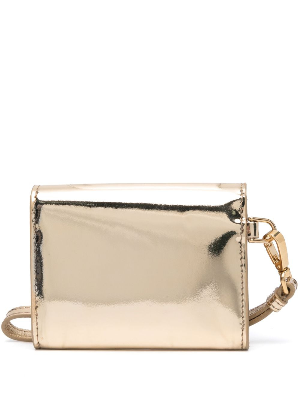 logo-embossed patent leather purse - 2