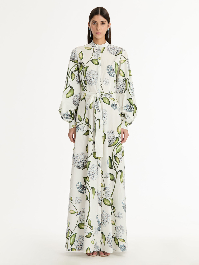 Oscar de la Renta PORCELAIN FLOWER COTTON POPLIN CAFTAN outlook