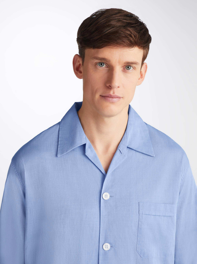 Men's Classic Fit Pajamas Amalfi Cotton Batiste Blue 5
