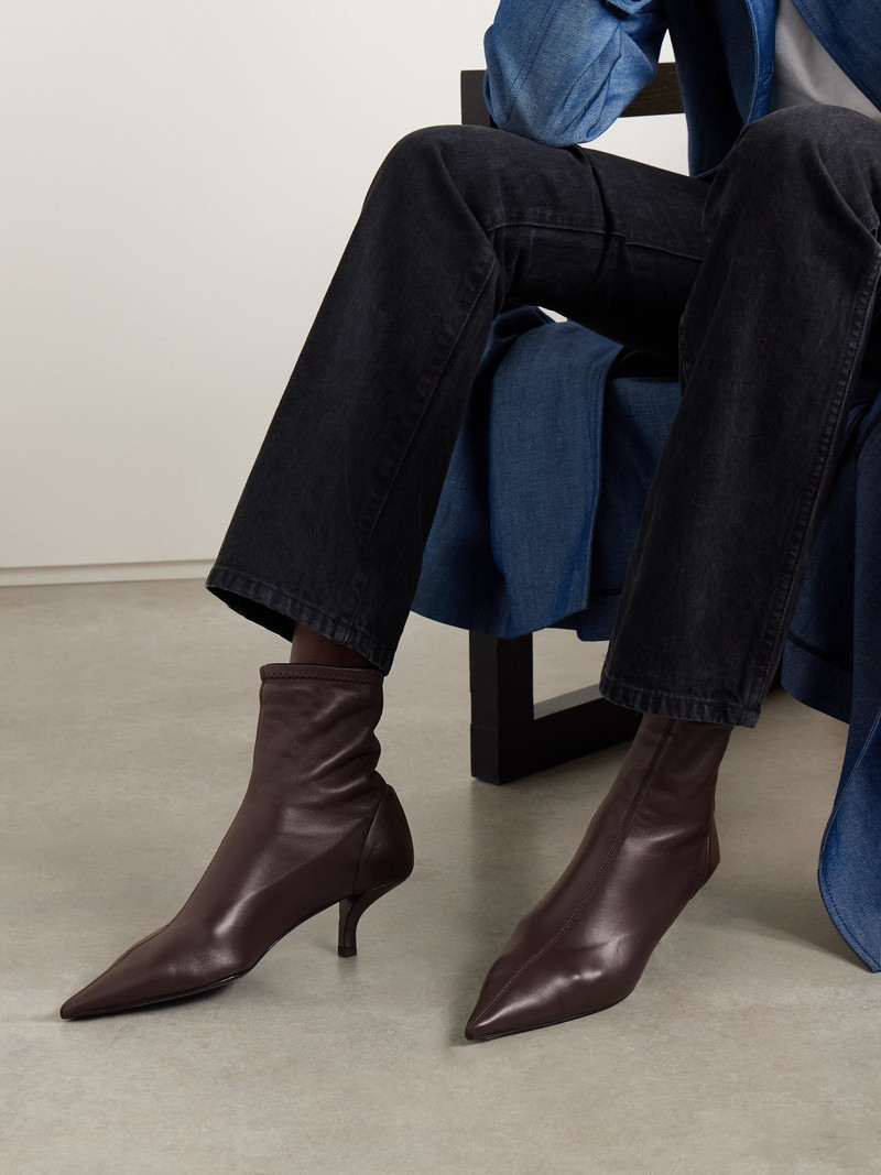 Totême The Heeled Sock leather ankle boots Chocolate outlook