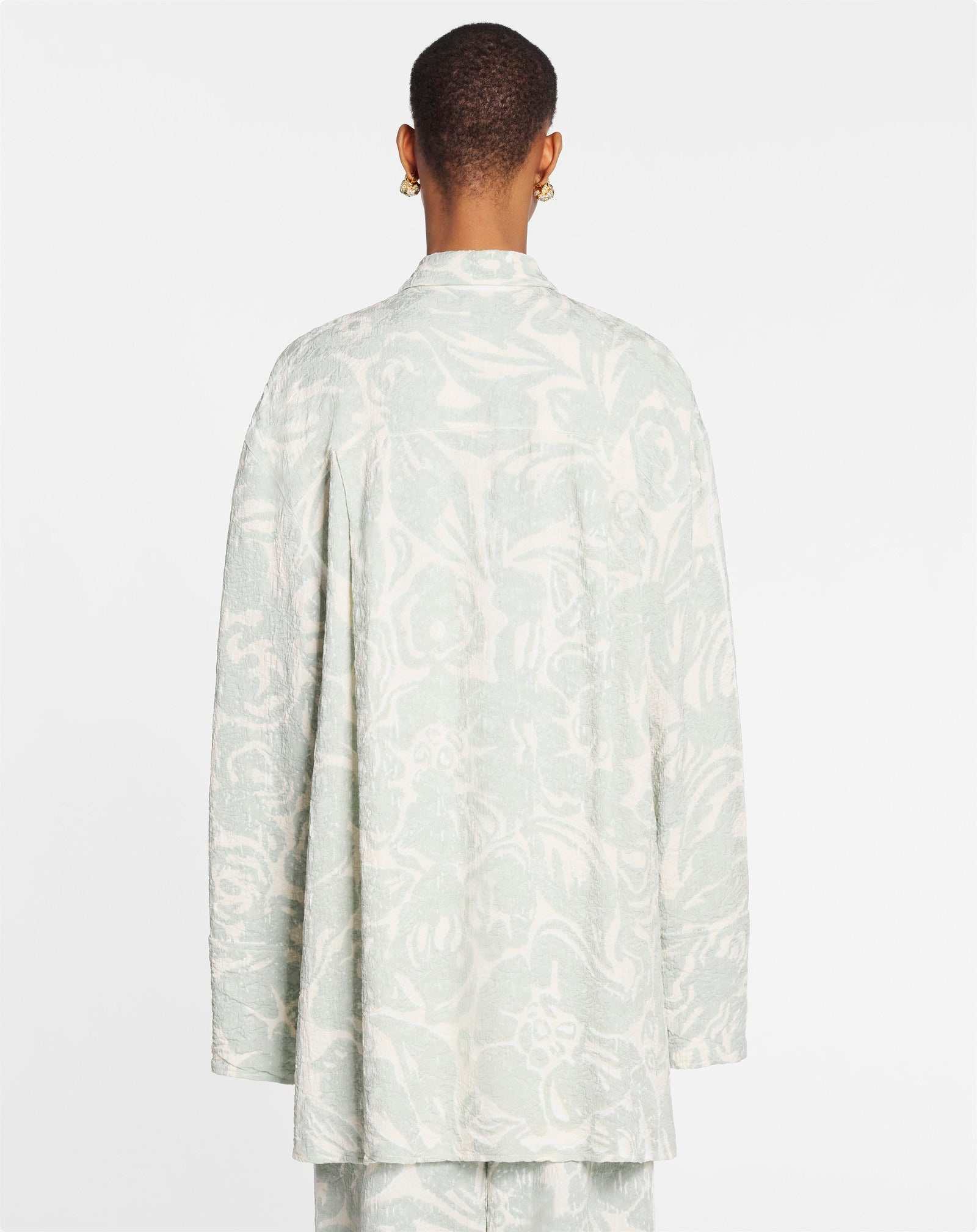 FLOWER PRINT LONG SLEEVE OVERSIZED RELAXED SHIRT - 4
