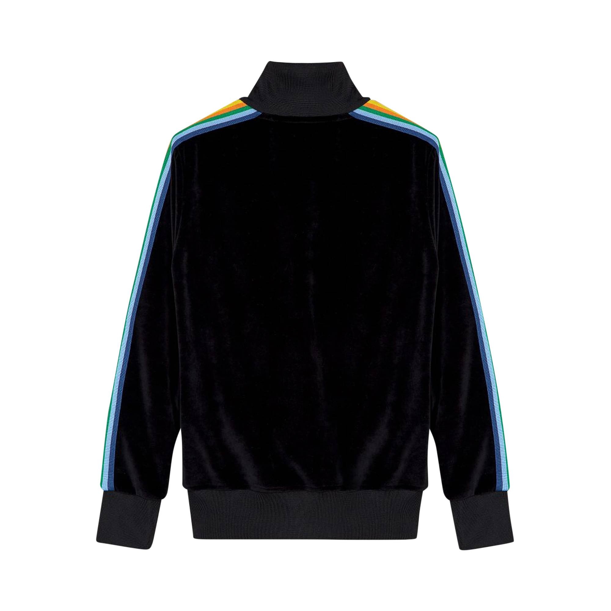 Palm Angels PA Rainbow Chenille Track Jacket 'Black' - 2