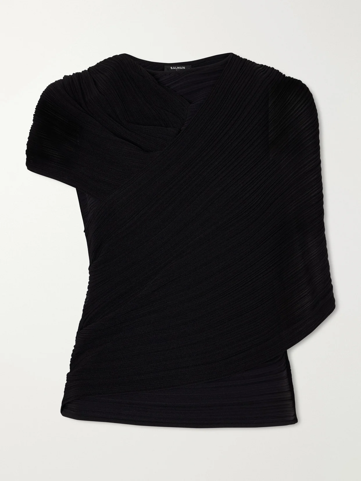 Draped Ribbed Jersey Blouse - 1