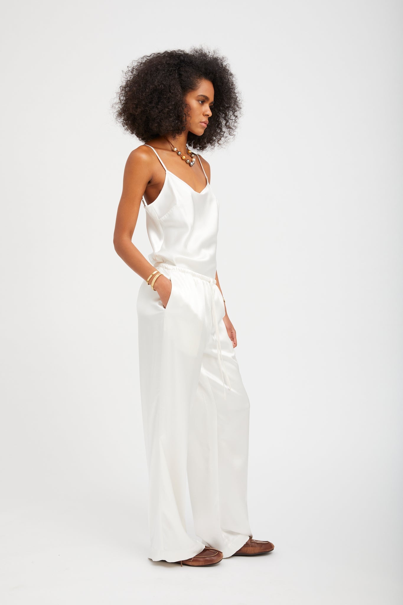 PEARL SILK SPAGHETTI STRAP CAMI - 4