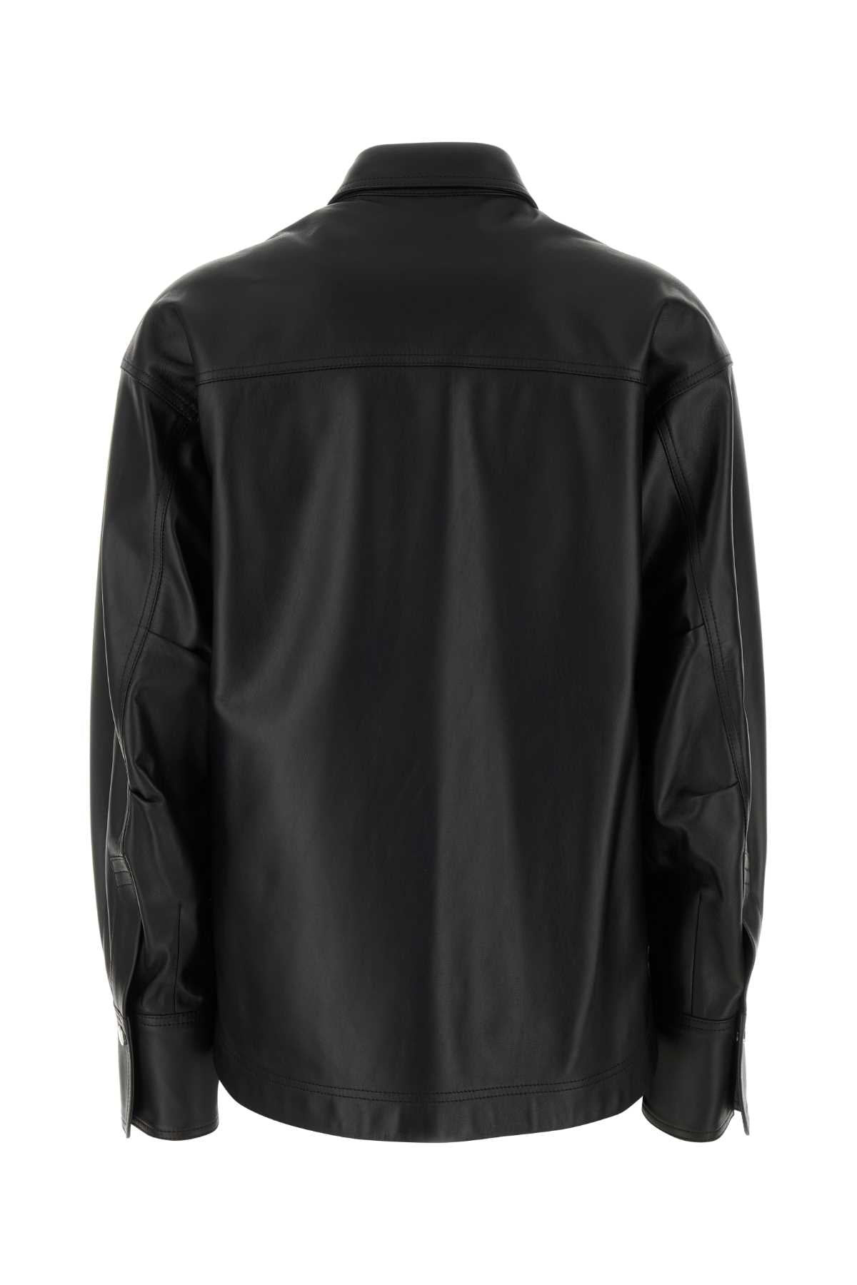 The Attico Women Black Leather Eliza Shirt - 2