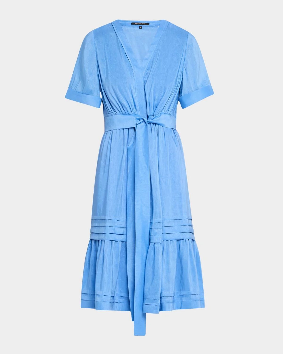 Miranda Pintuck Tiered Linen-Silk Midi Dress - 1