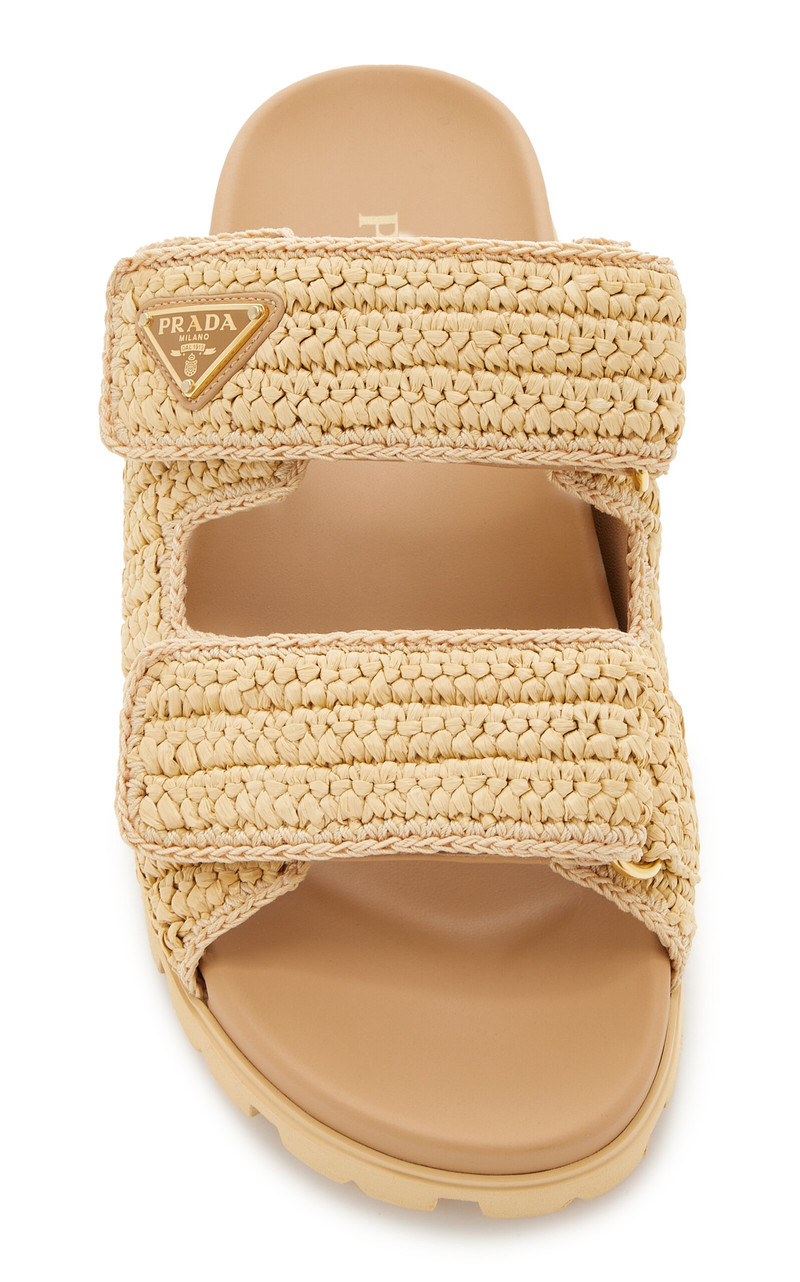 Prada Woven Raffia Sandals tan outlook