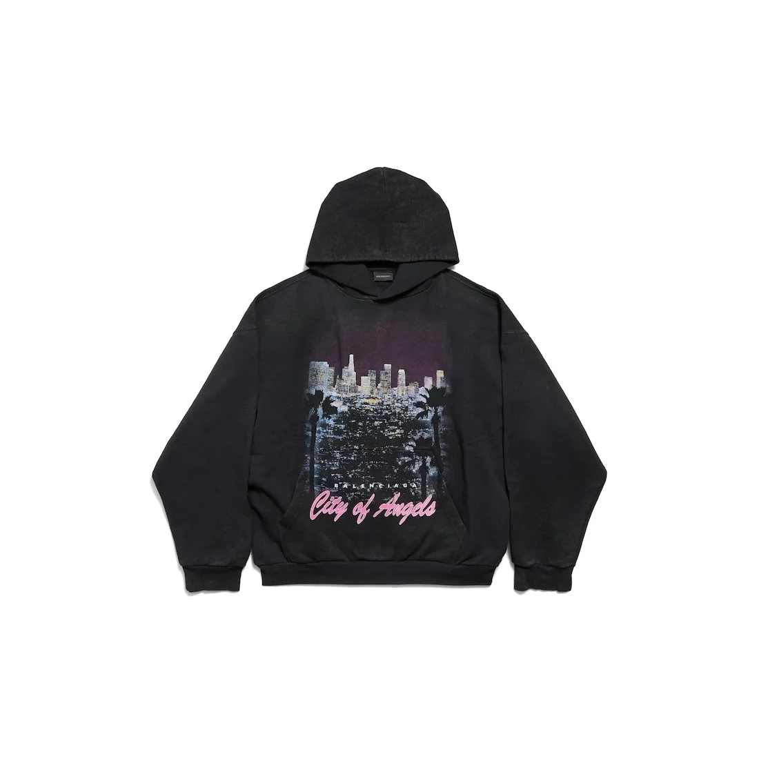 City Of Angels Hoodie Medium Fit in Black Faded - 1