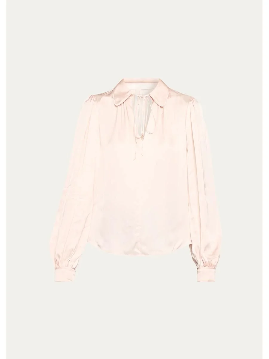 Roanne Tie-Front Satin Blouse - 1