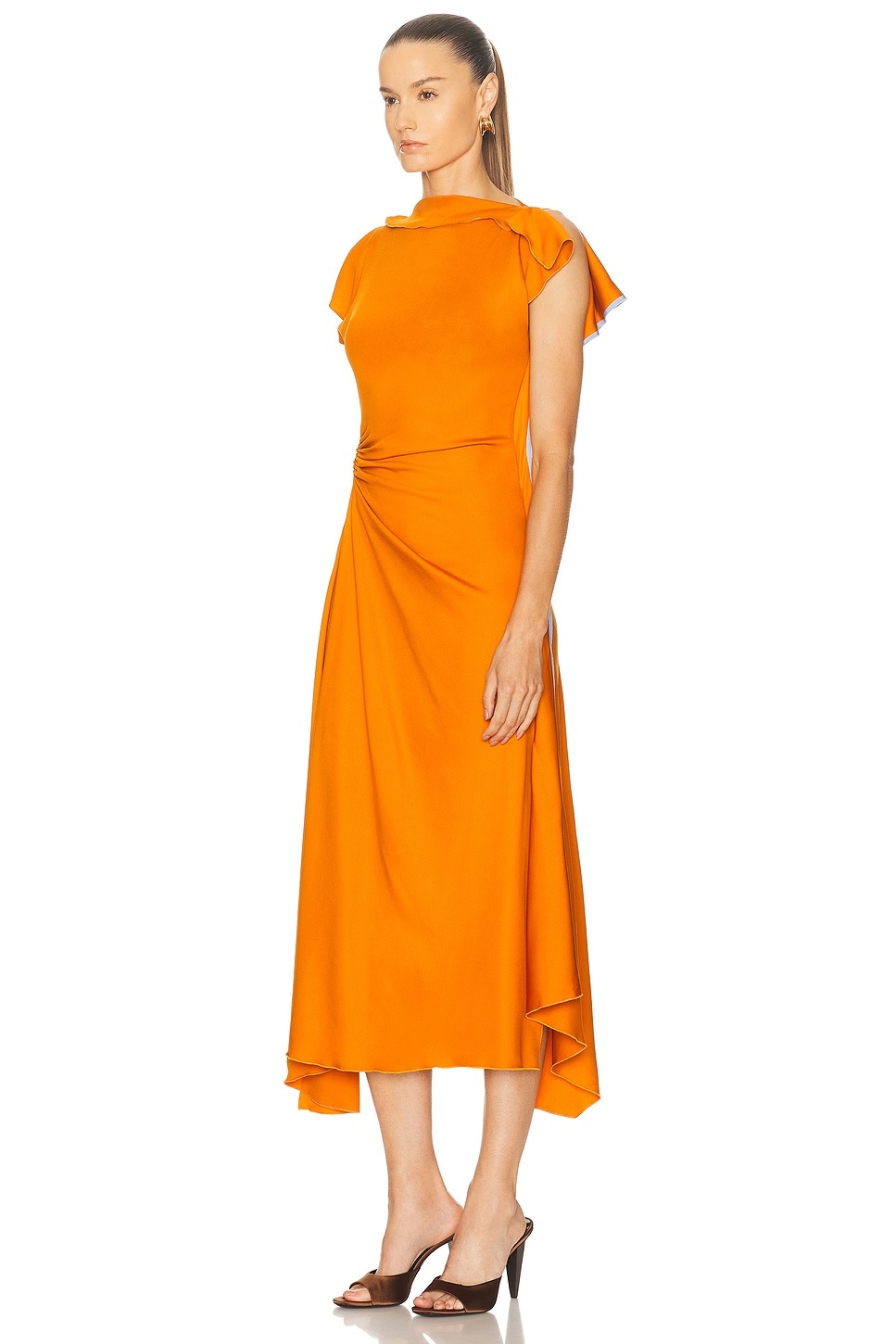Drape Sleeve Midi Dress - 4