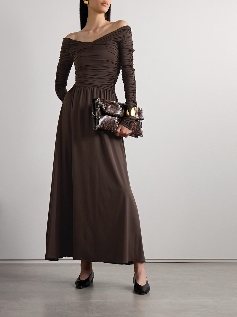 Altuzarra Charlotte Off-the-shoulder Ruched Stretch Recycled-jersey Maxi Dress outlook