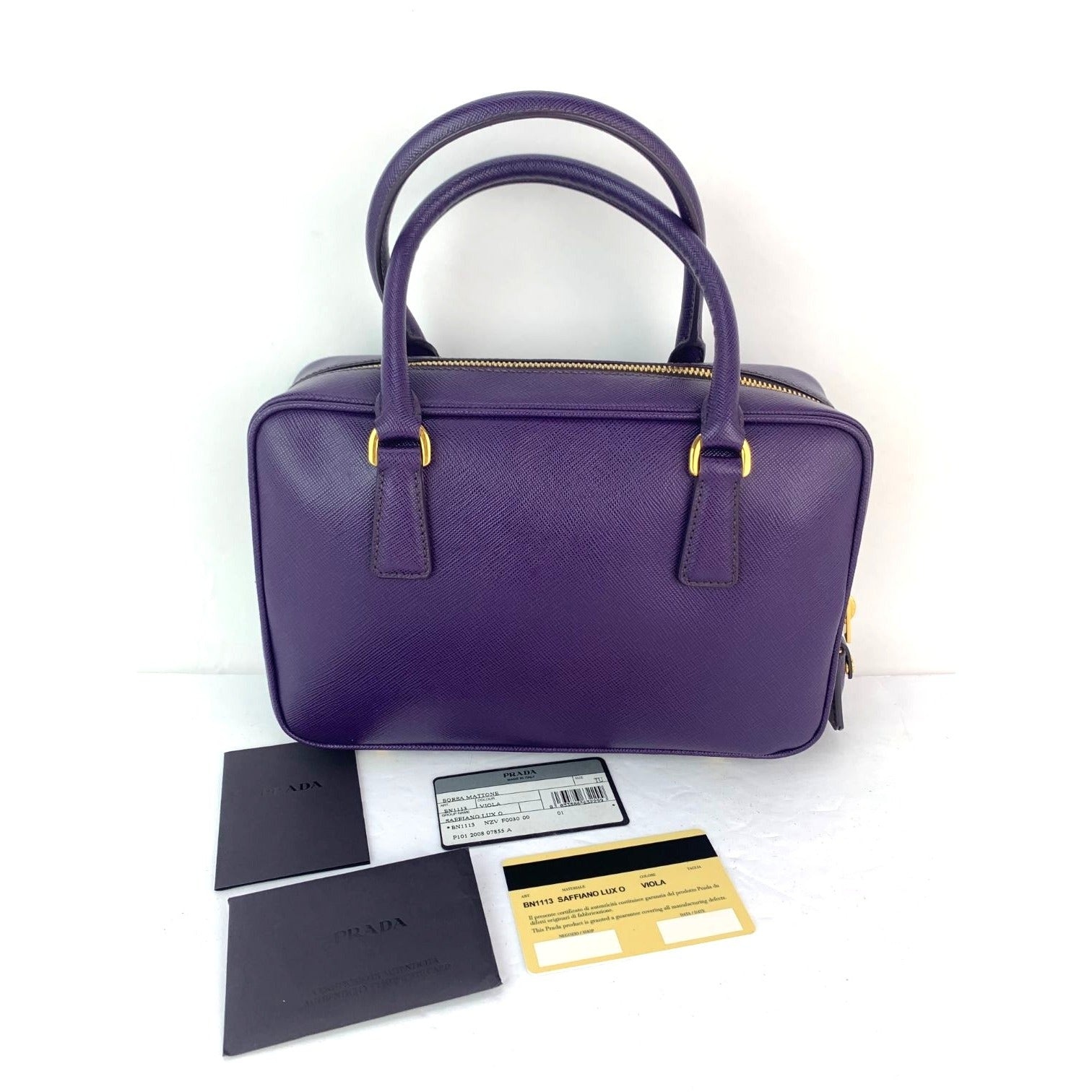 Prada Saffiano Leather Lux Small  Top Handle Viola Purple Handbag - 2