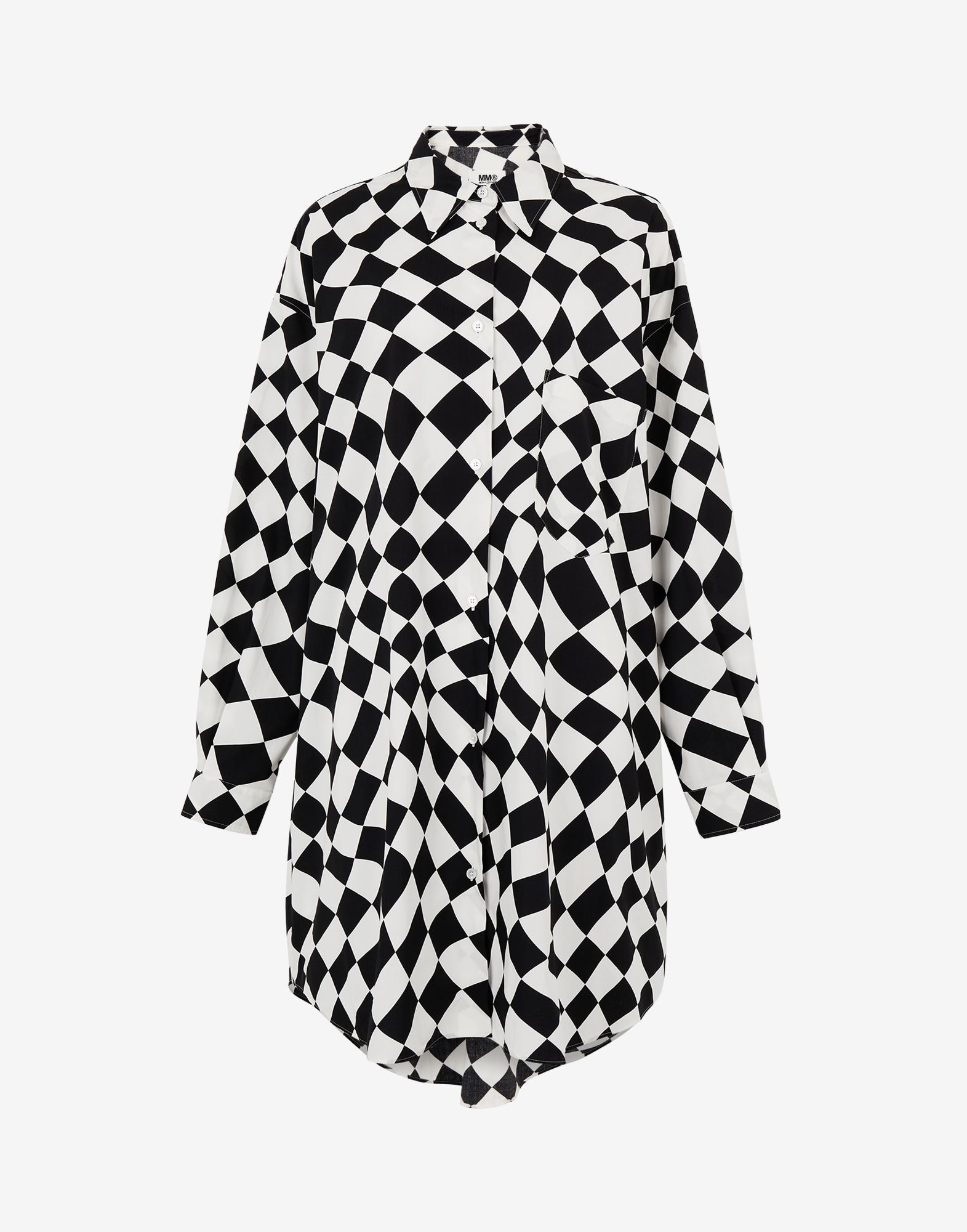Distorted check print shirt dress - 1