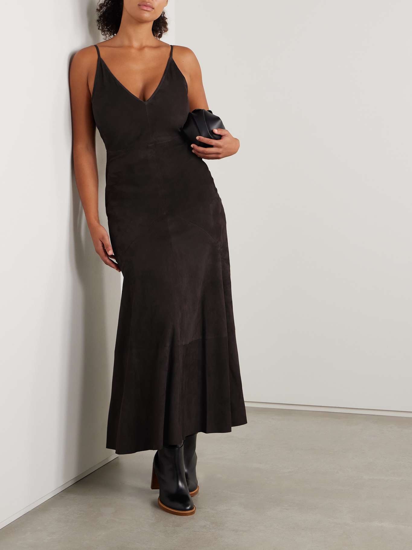 Brigita paneled suede maxi dress - 2