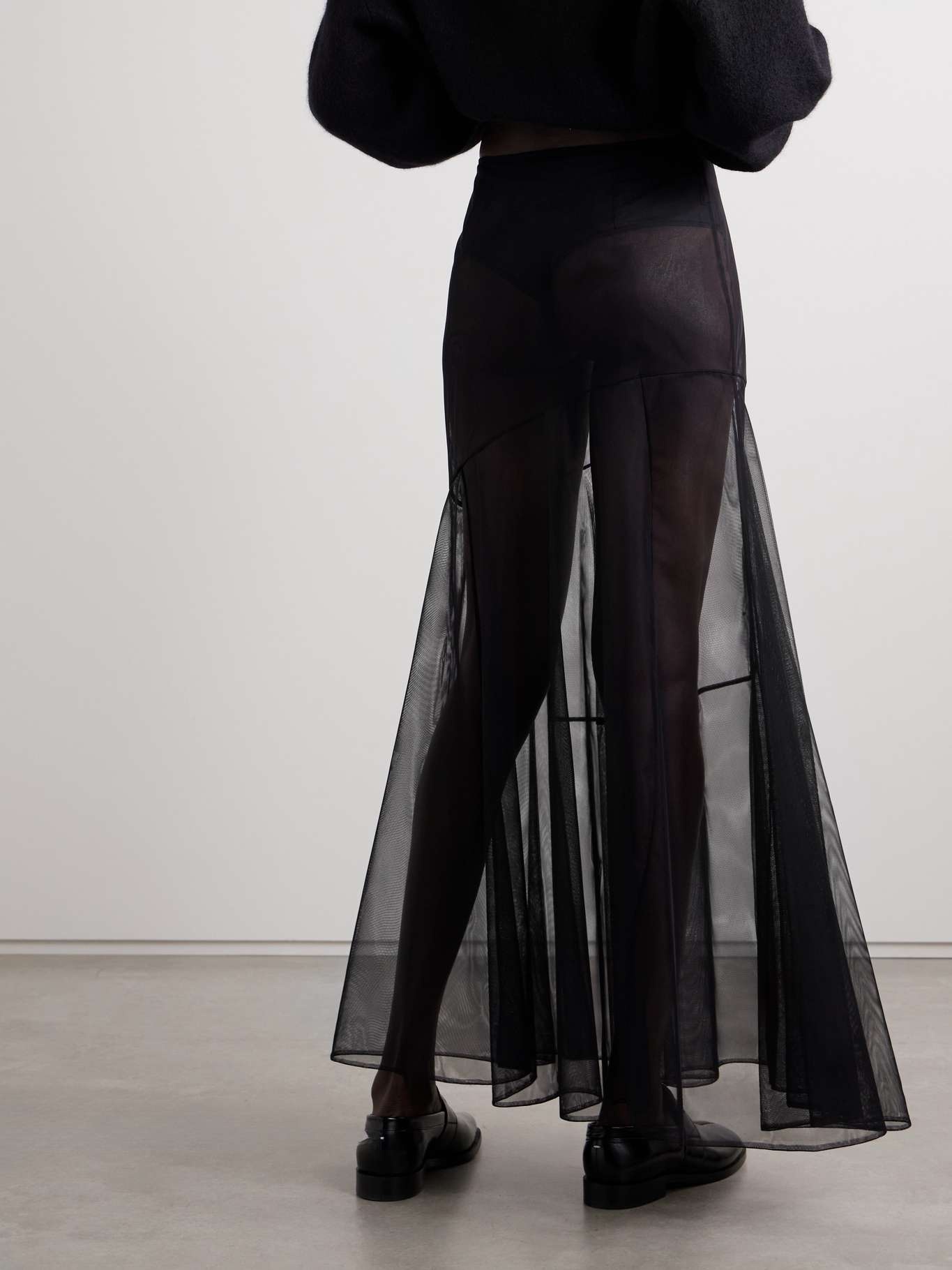 Asymmetric tulle maxi skirt - 4