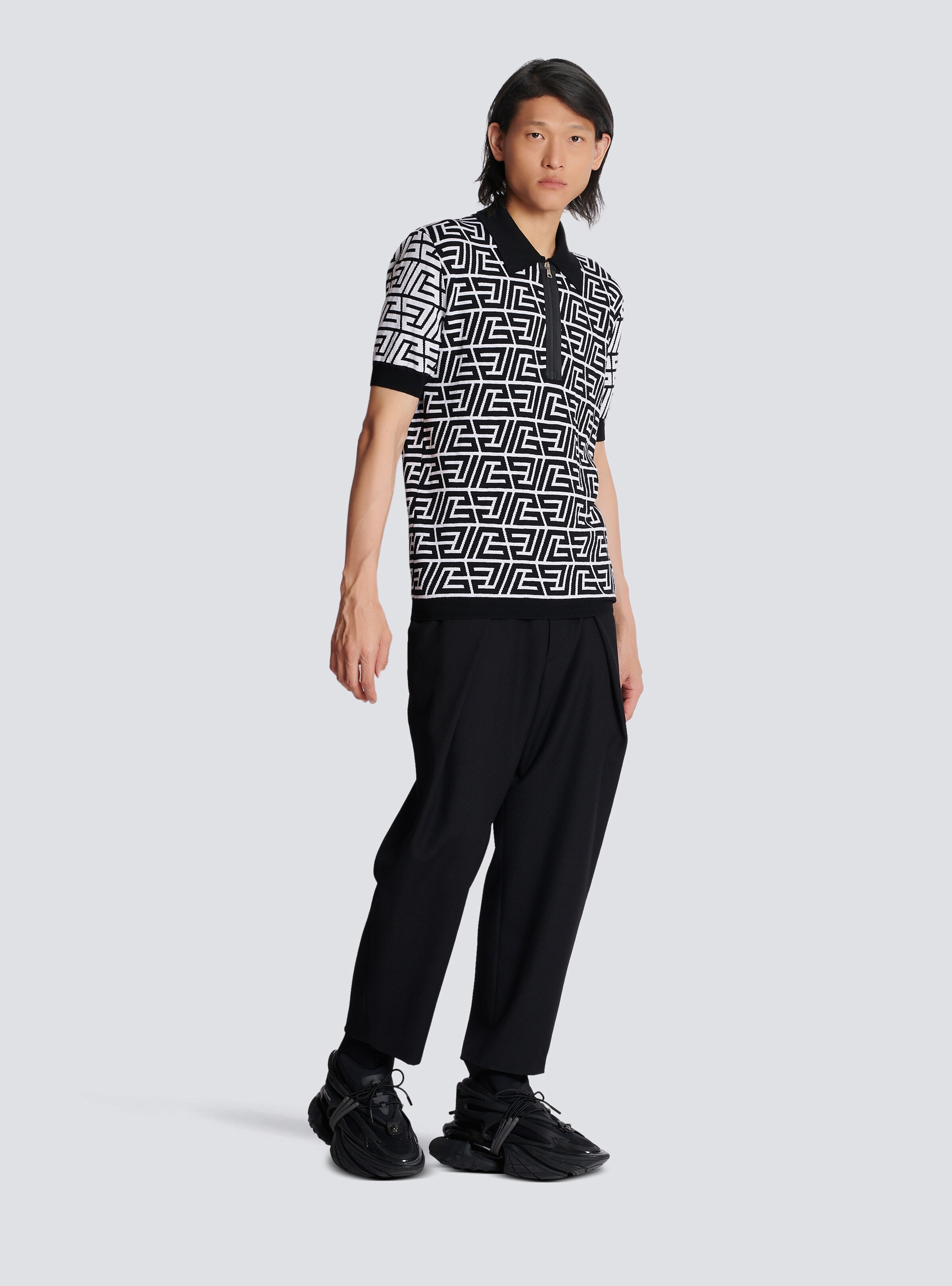 Cotton polo shirt with pyramid monogram - 2