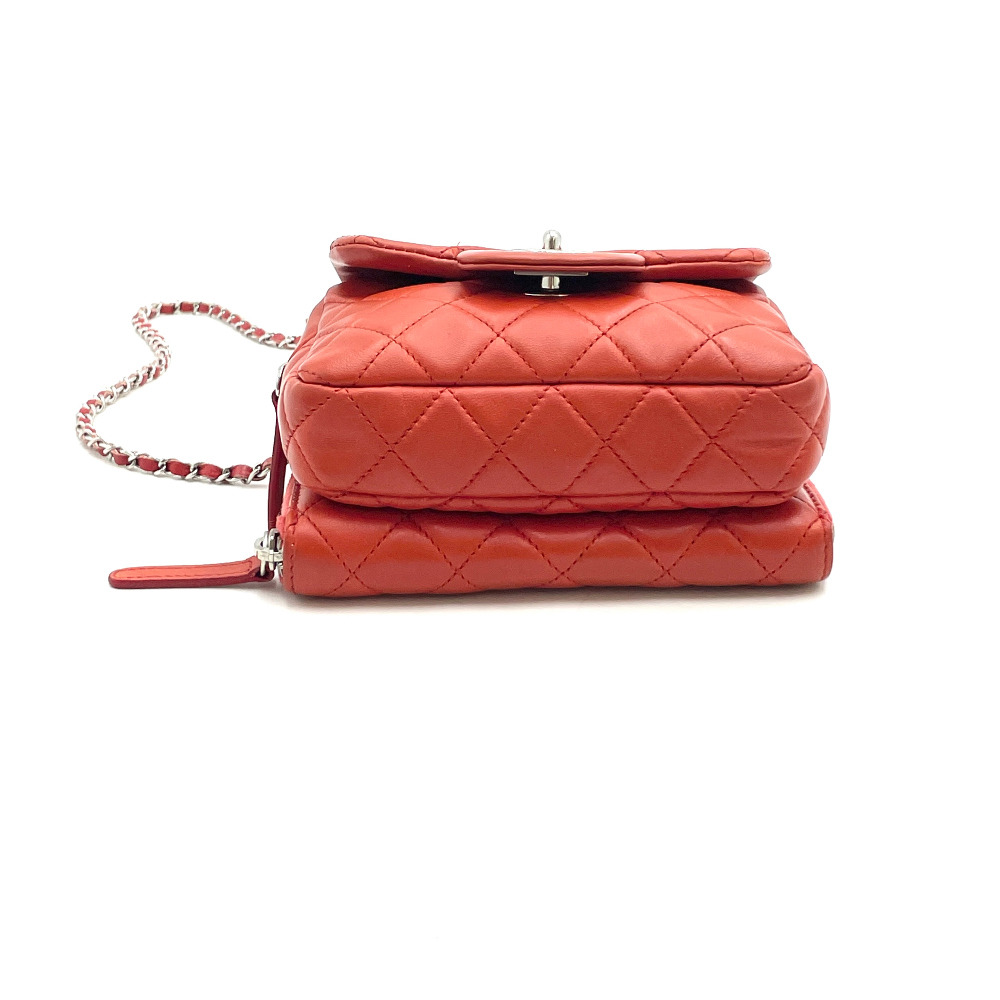 Chanel No. 15 Red Orange Leather Mini Flap Crossbody Bag - 6