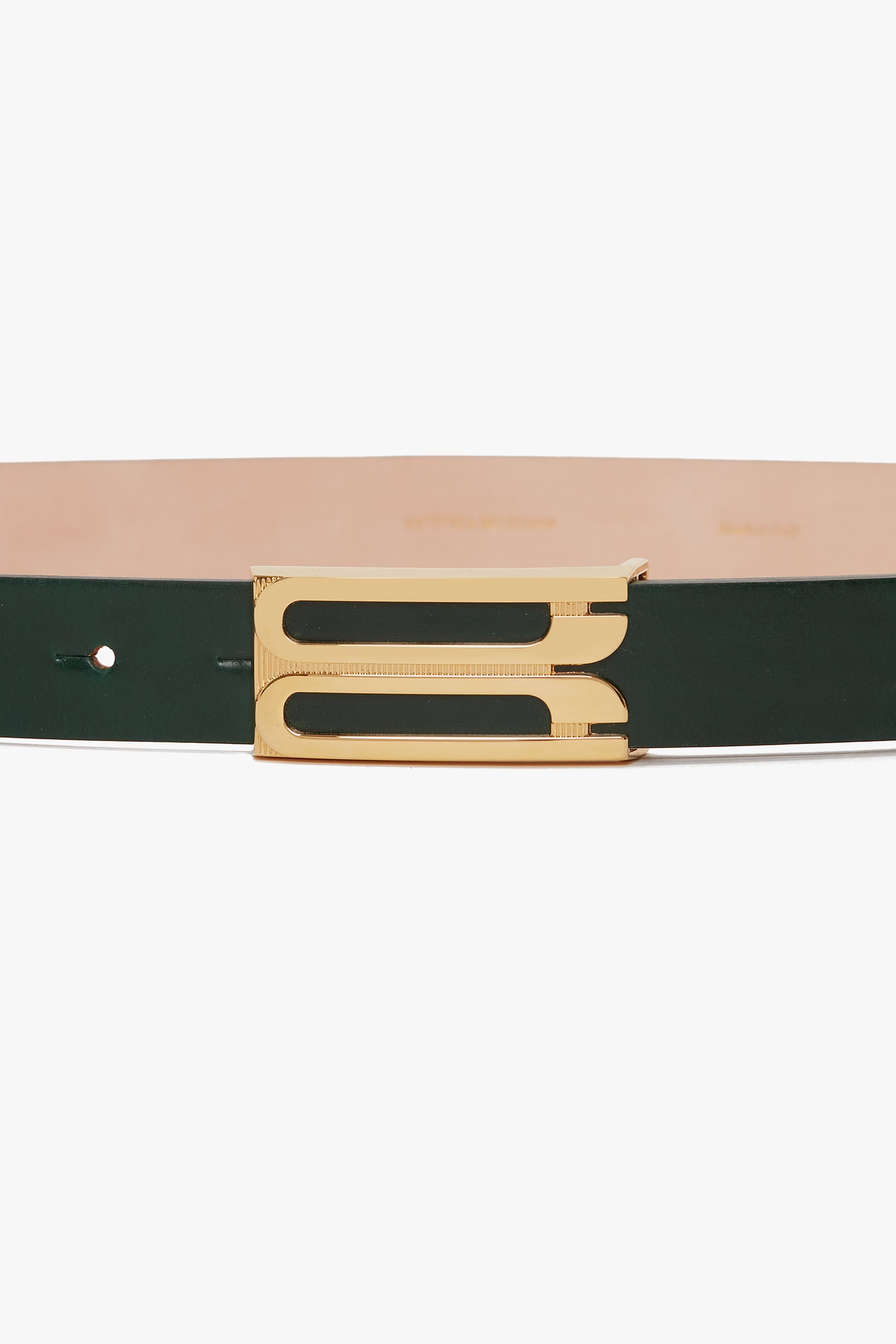 Frame Belt In Dark Green Glossed Leather - 3