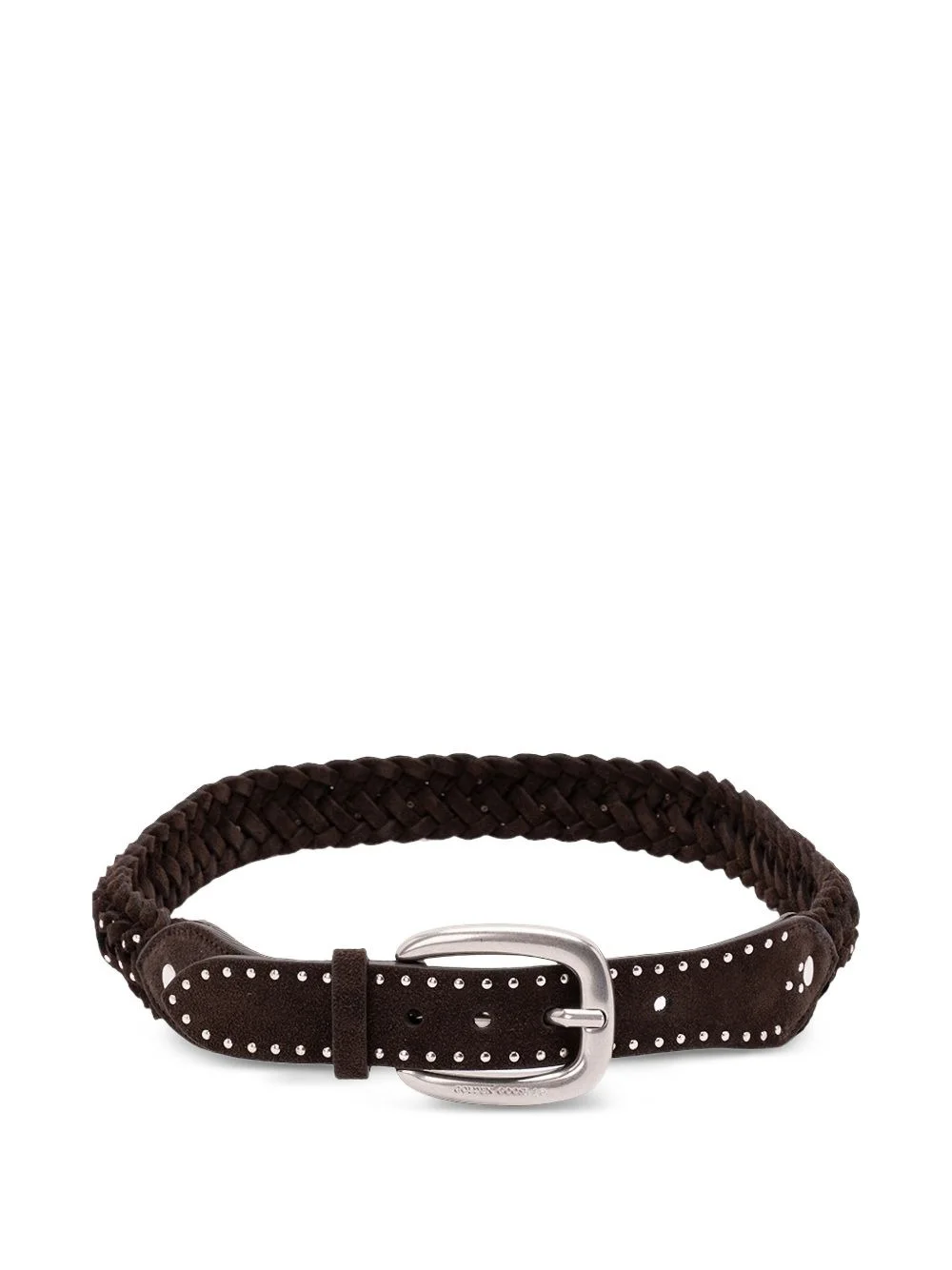 Houston belt in woven mahogany suede with silver micro-studs - 1