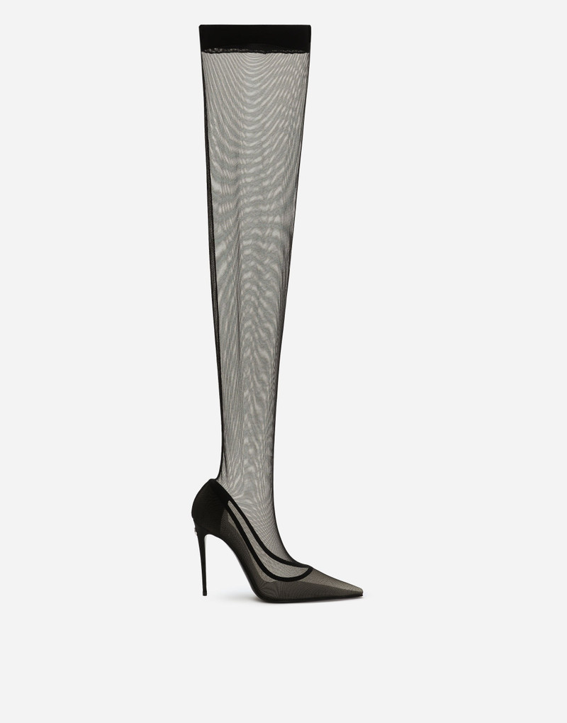 KIM DOLCE&GABBANA Stretch tulle thigh-high boots 1