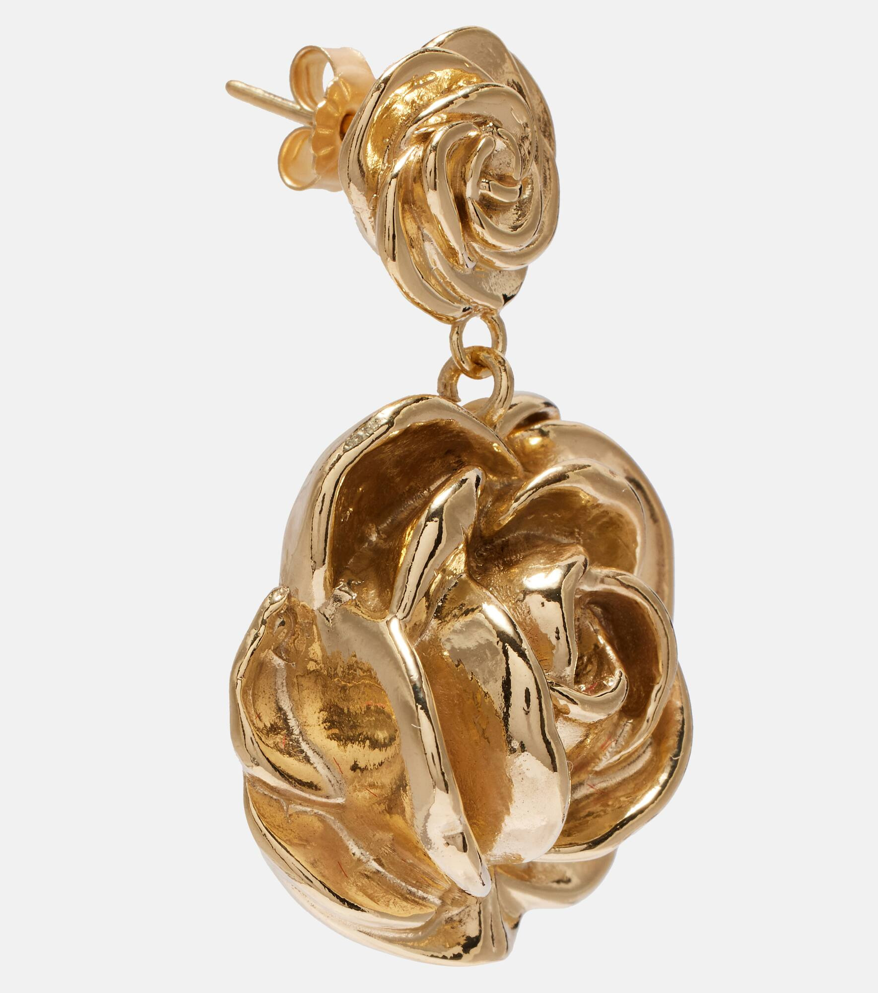 Floral gold-plated drop earrings - 2