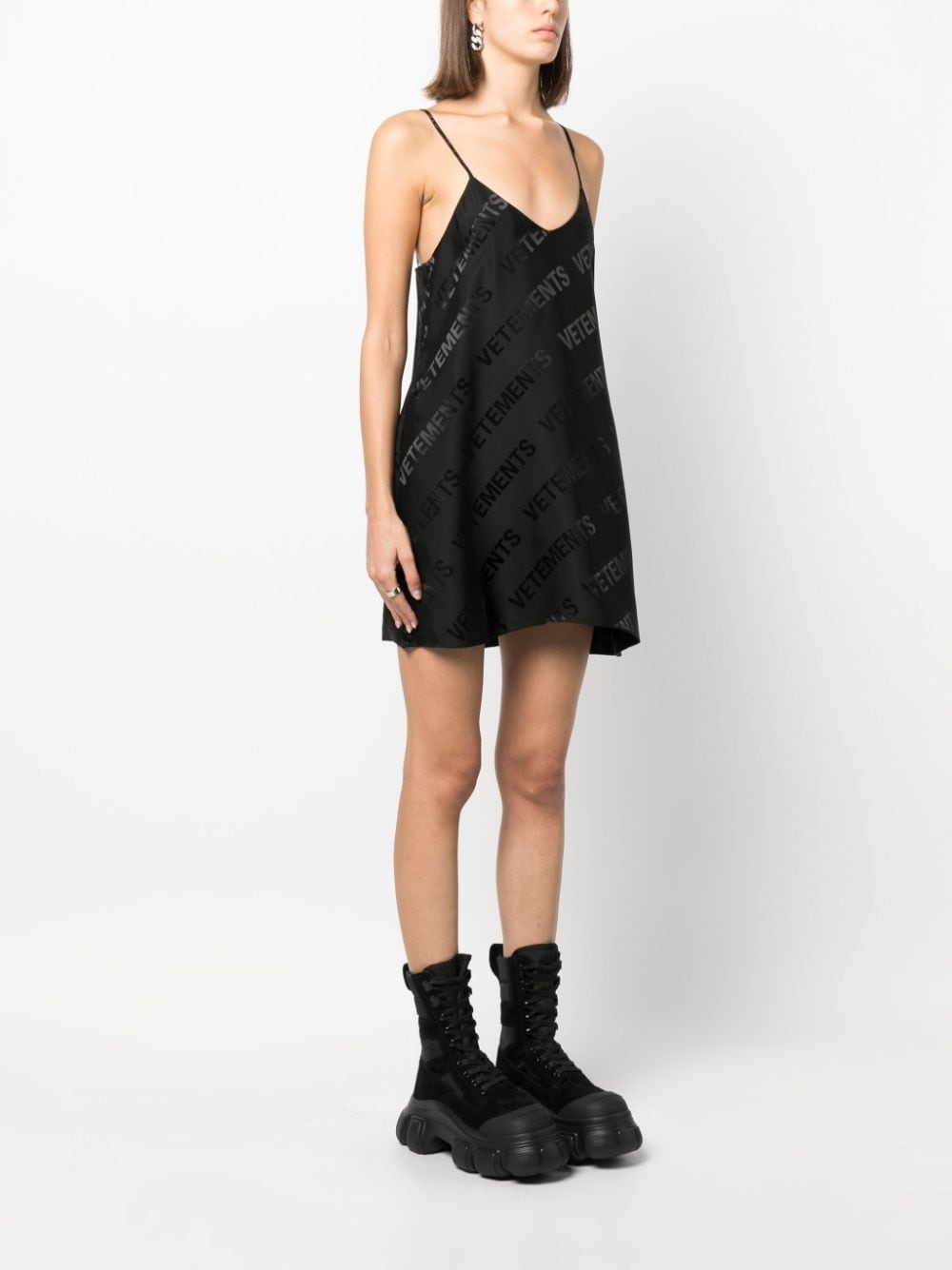 logo-print spaghetti-strap minidress