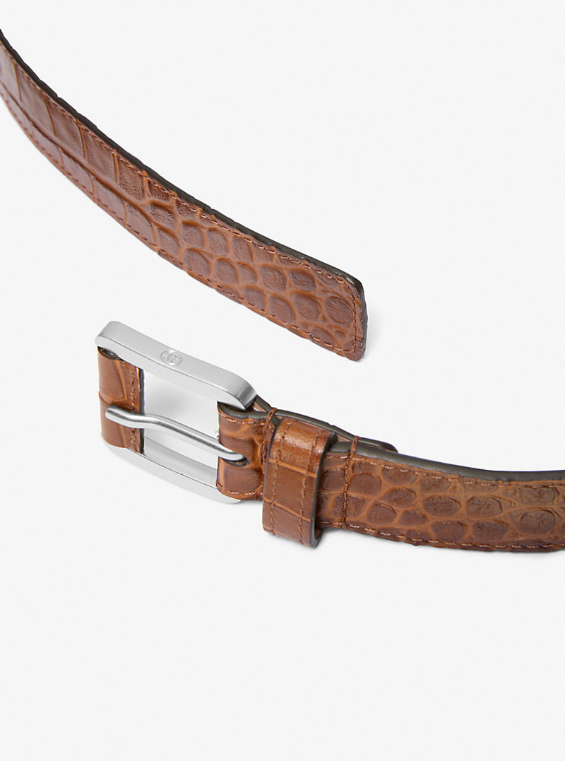 MICHAEL KORS COLLECTION Jodi Crocodile Embossed Leather Trouser Belt outlook