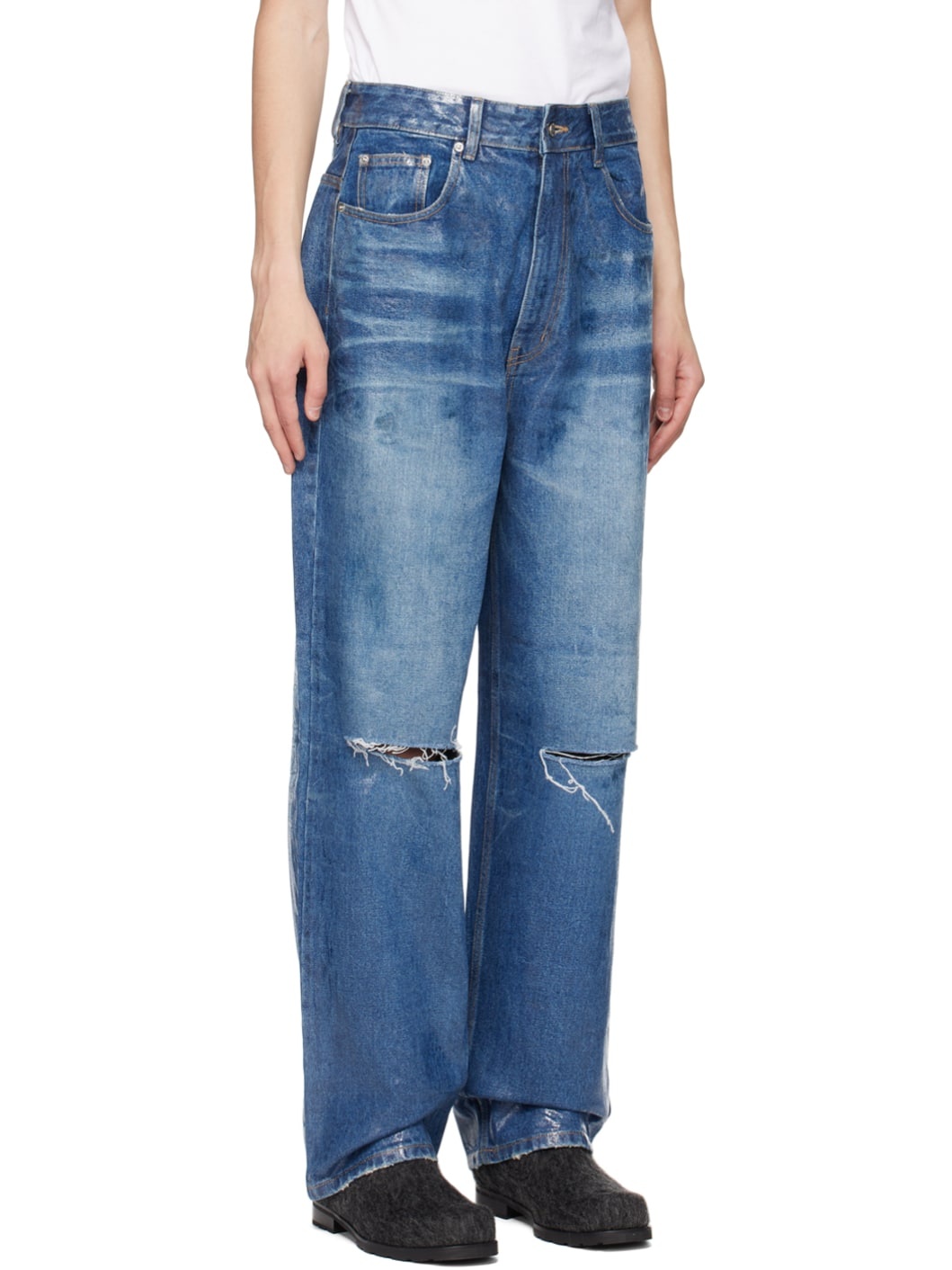 Blue Foil Jeans - 2