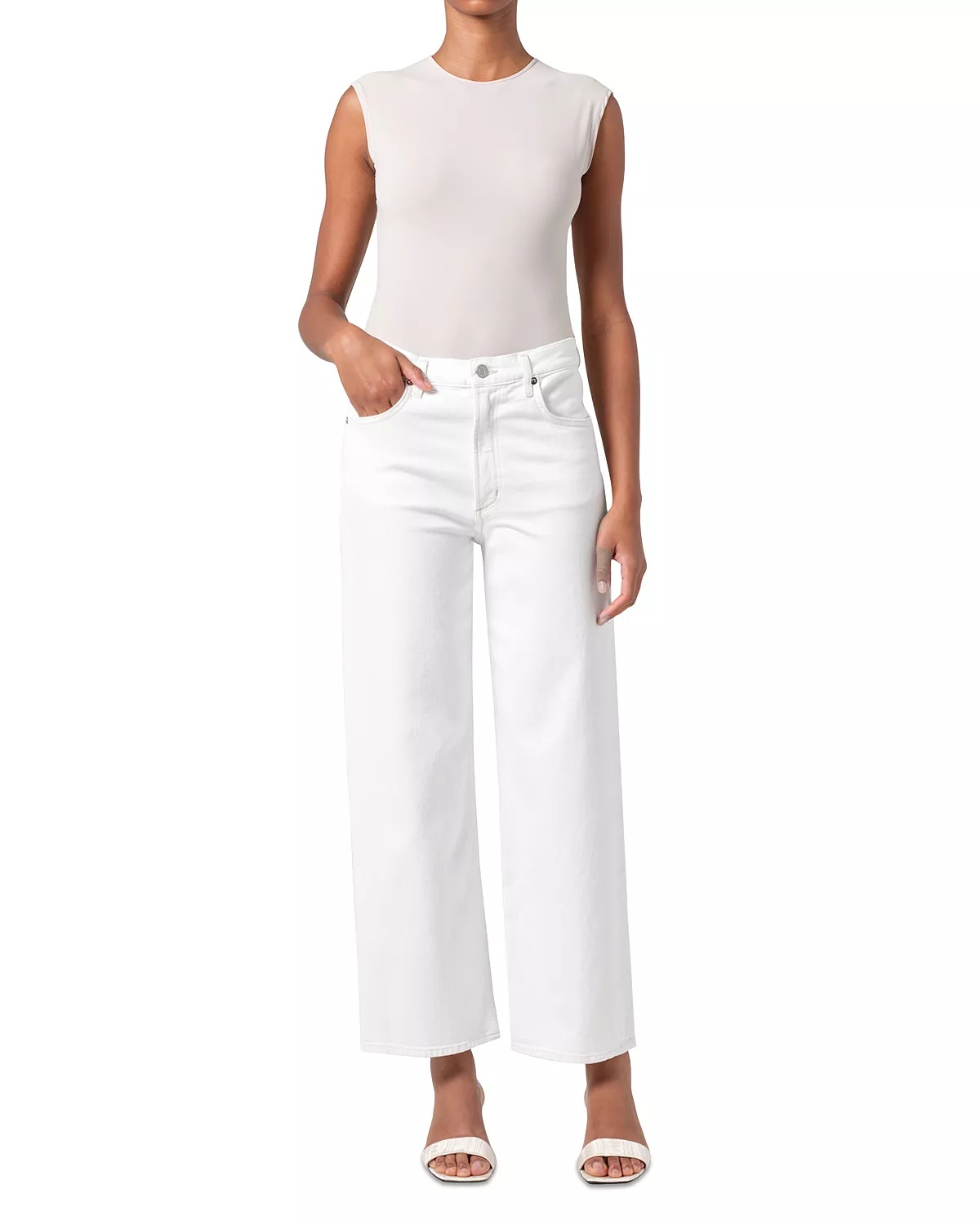 Ren High Rise Wide Leg Jeans in White Wash - 2