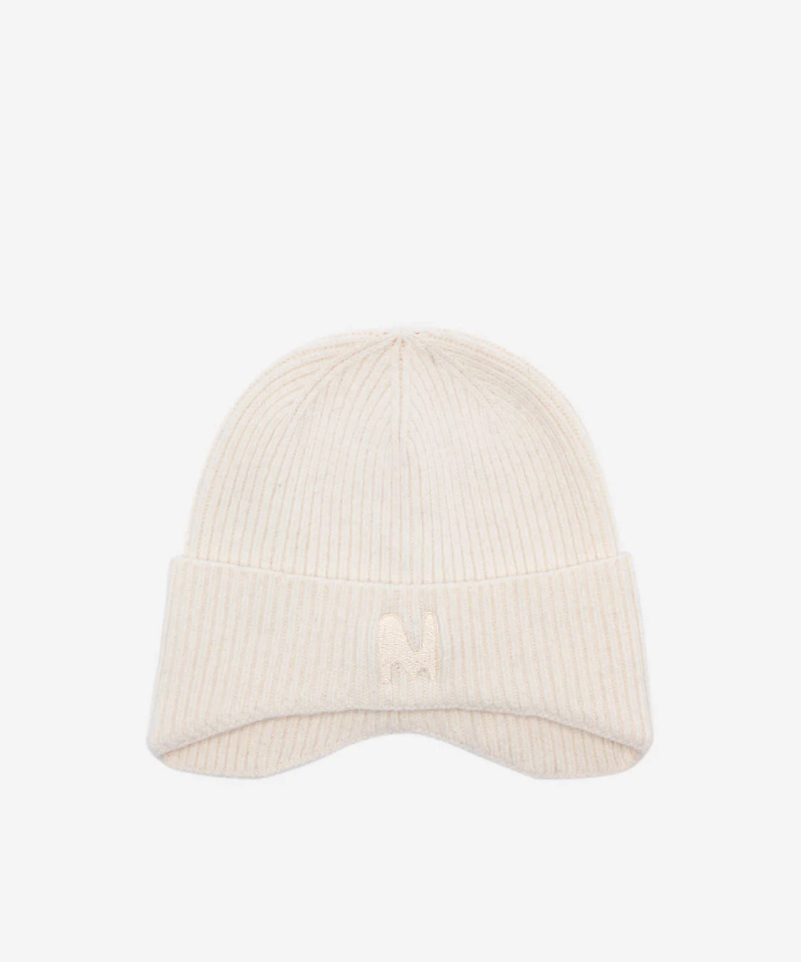 Ribbed beanie hat with embroidered logo - 1
