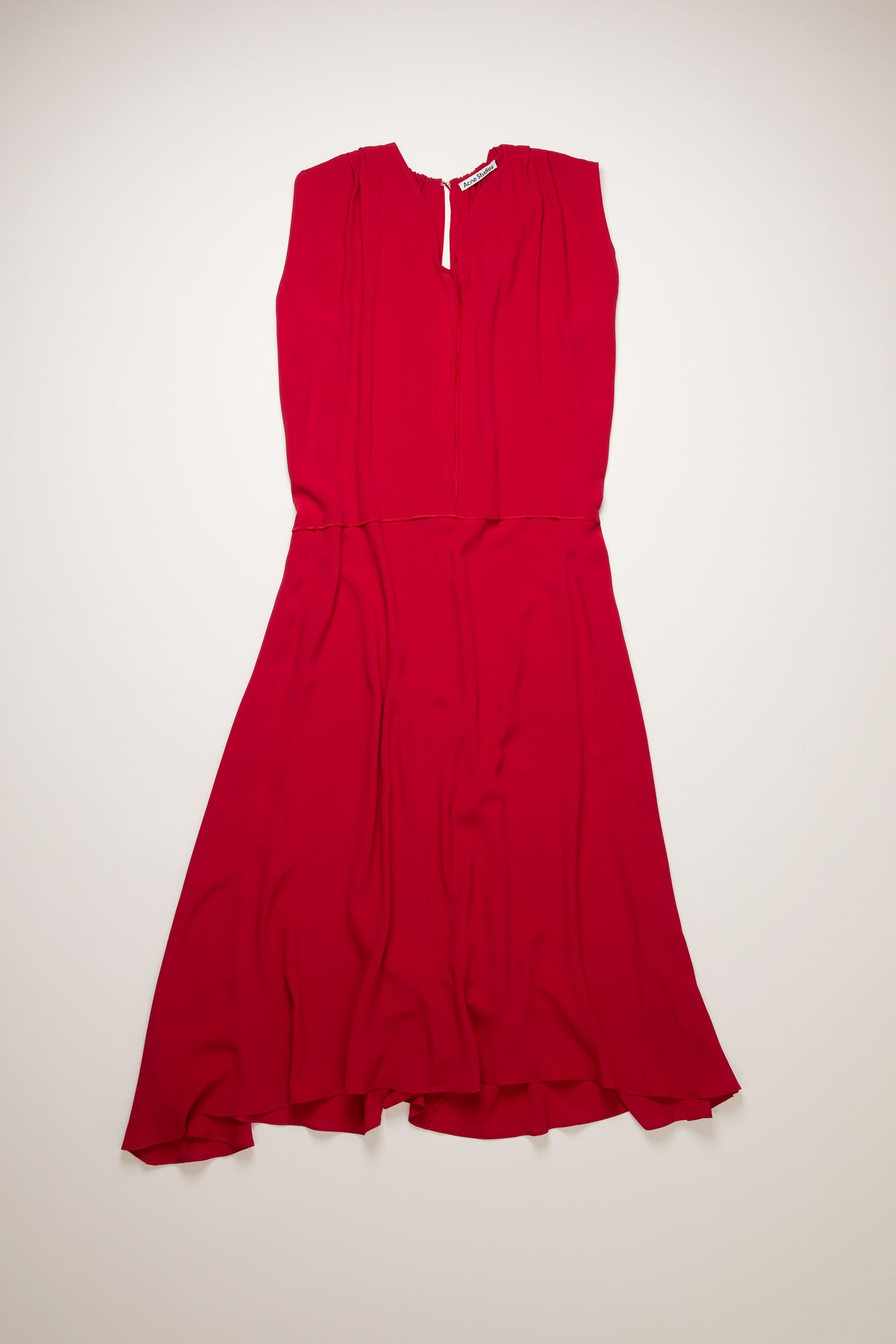 Tie-back sleeveless dress cherry red - 1