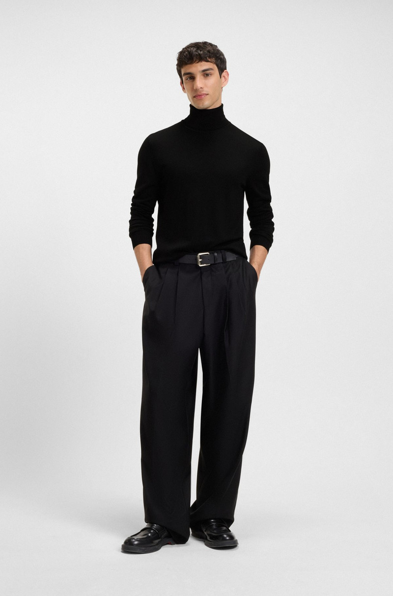 HUGO MERINO WOOL TURTLENECK SWEATER WITH EMBROIDERED LOGO outlook