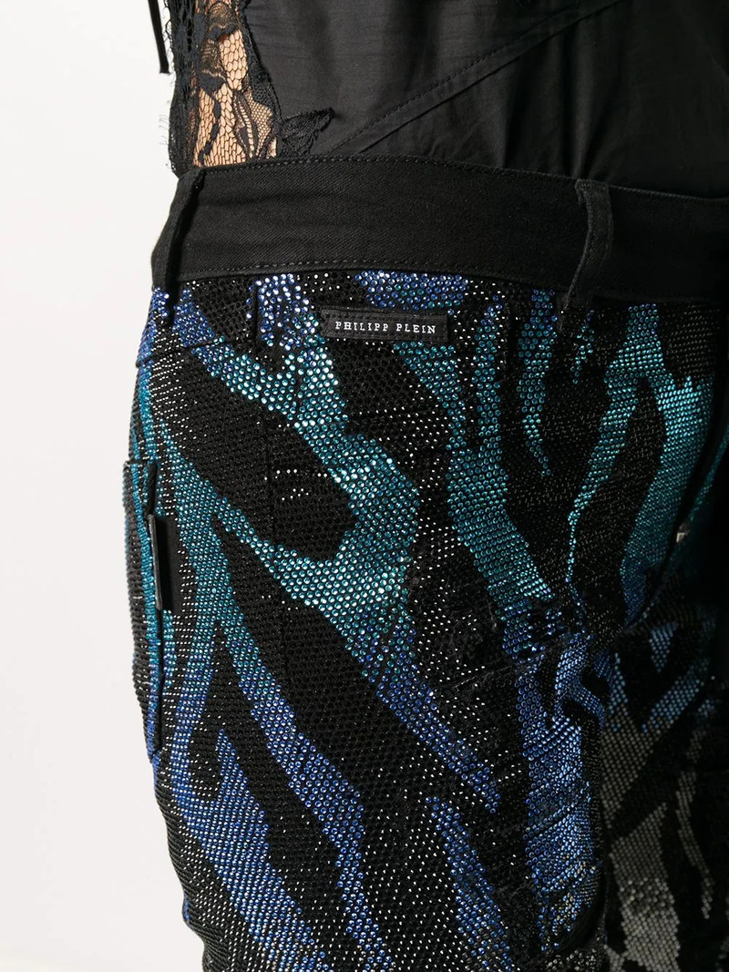 embellished zebra pattern jeggings 5