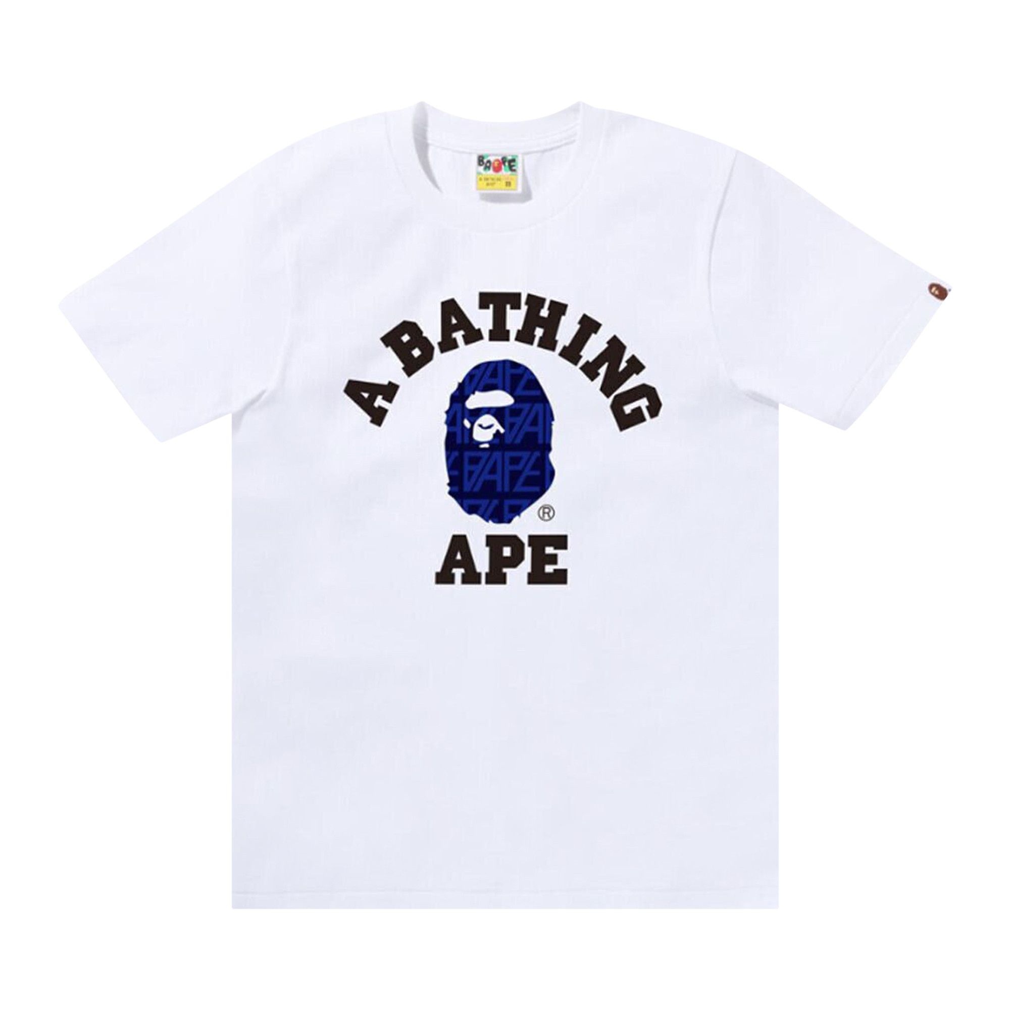 BAPE Logo Monogram College Tee 'White/Navy' - 1