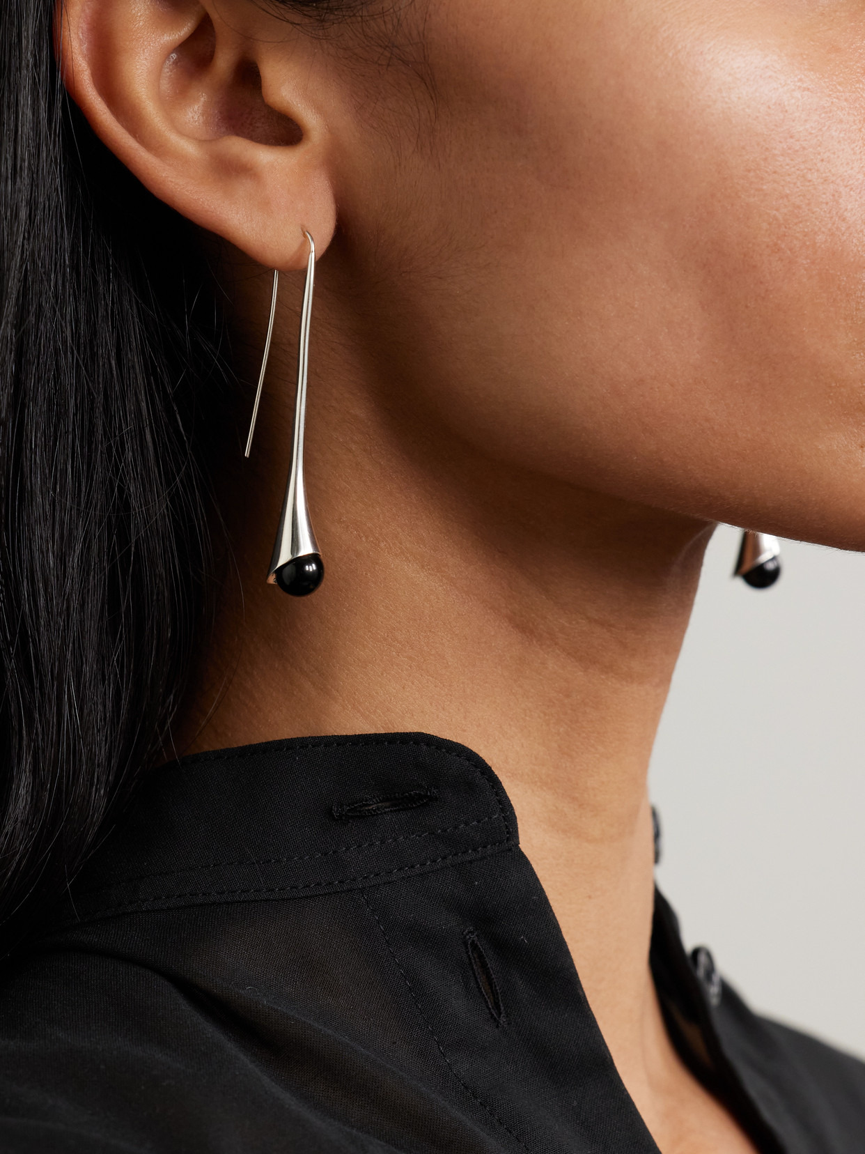 Vienna Silver Onyx Earrings - 2