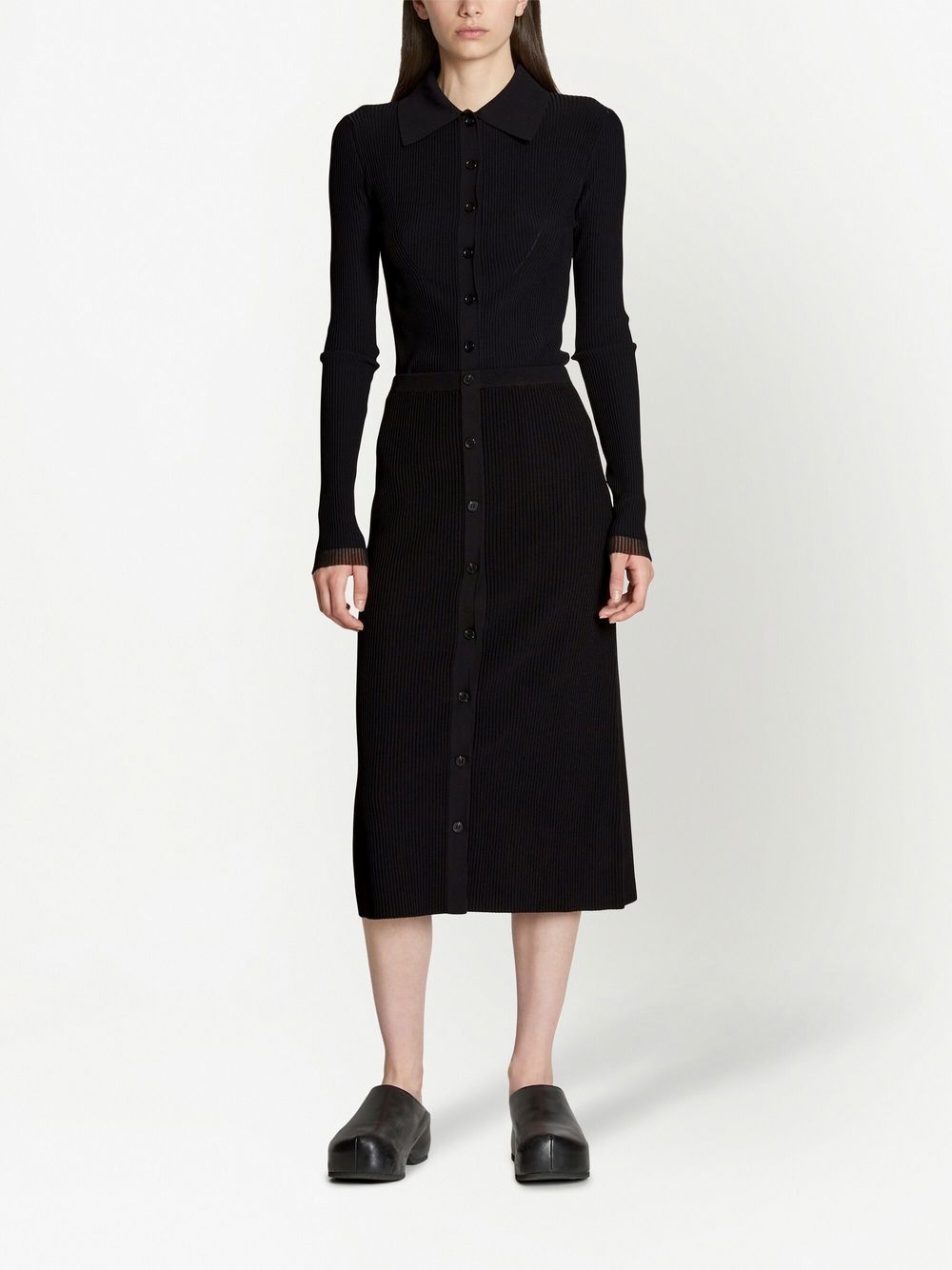 ribbed-knit button-front skirt - 2