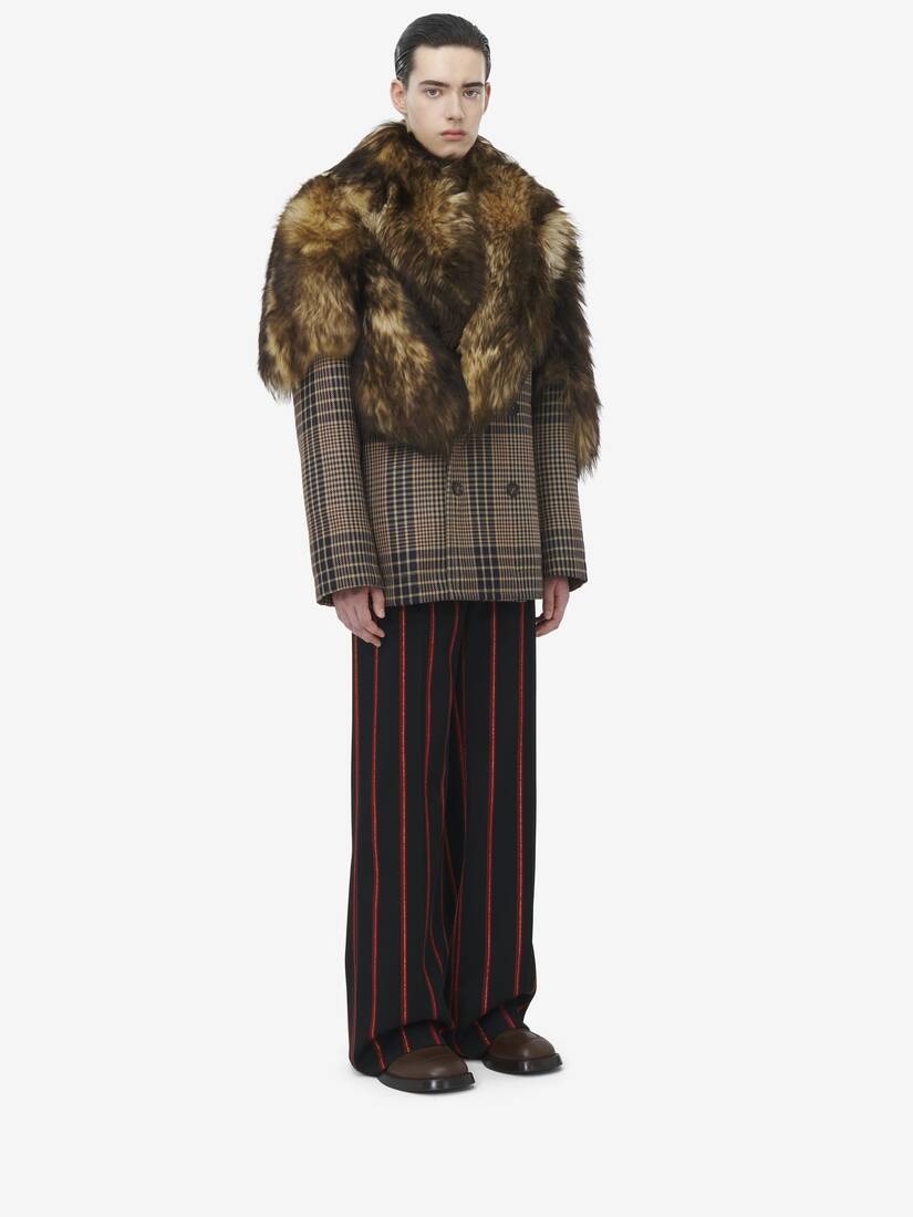 Shearling Stole Wool Peacoat - 4