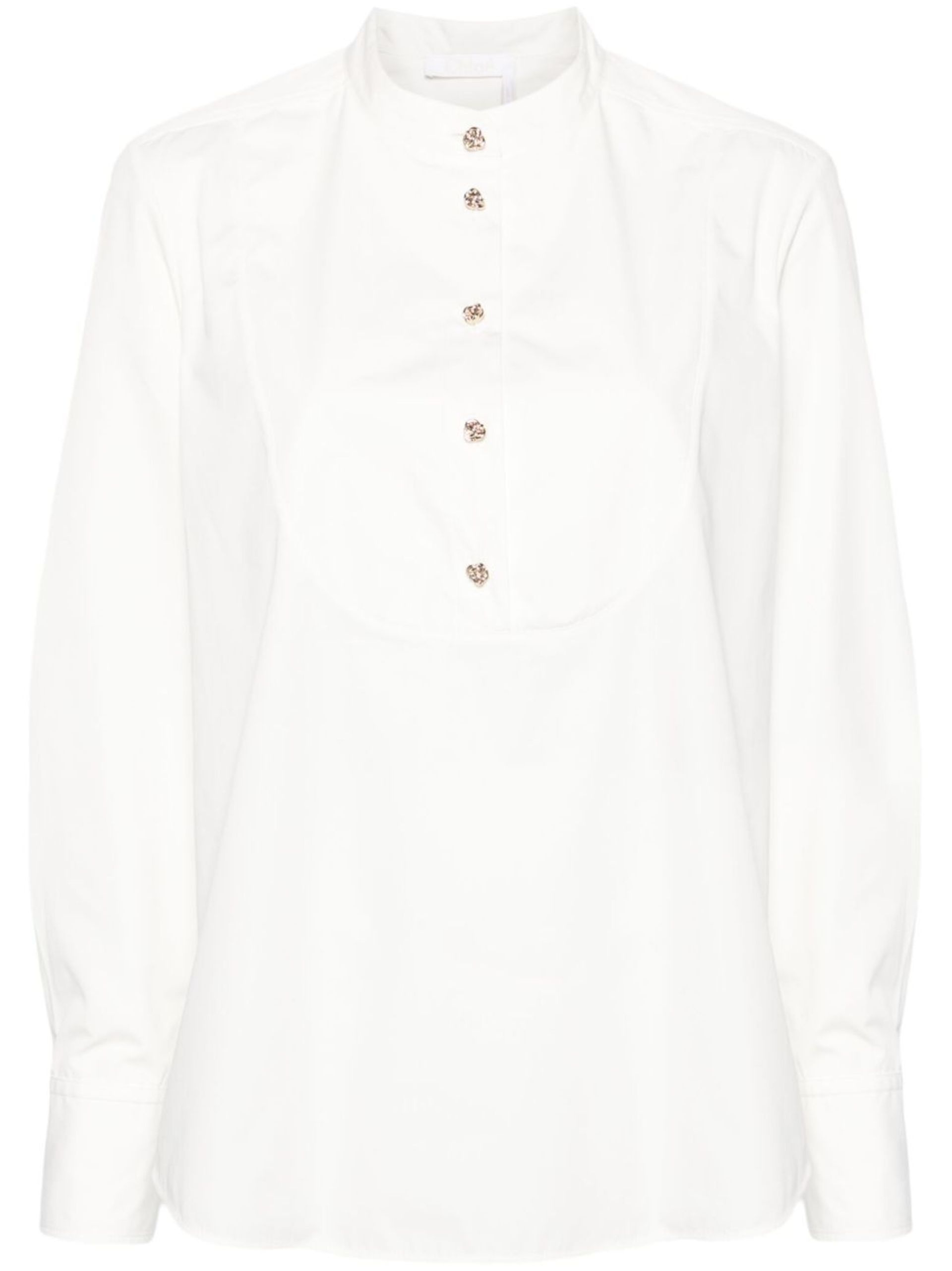 White Knotted-Buttons Poplin Shirt - 1