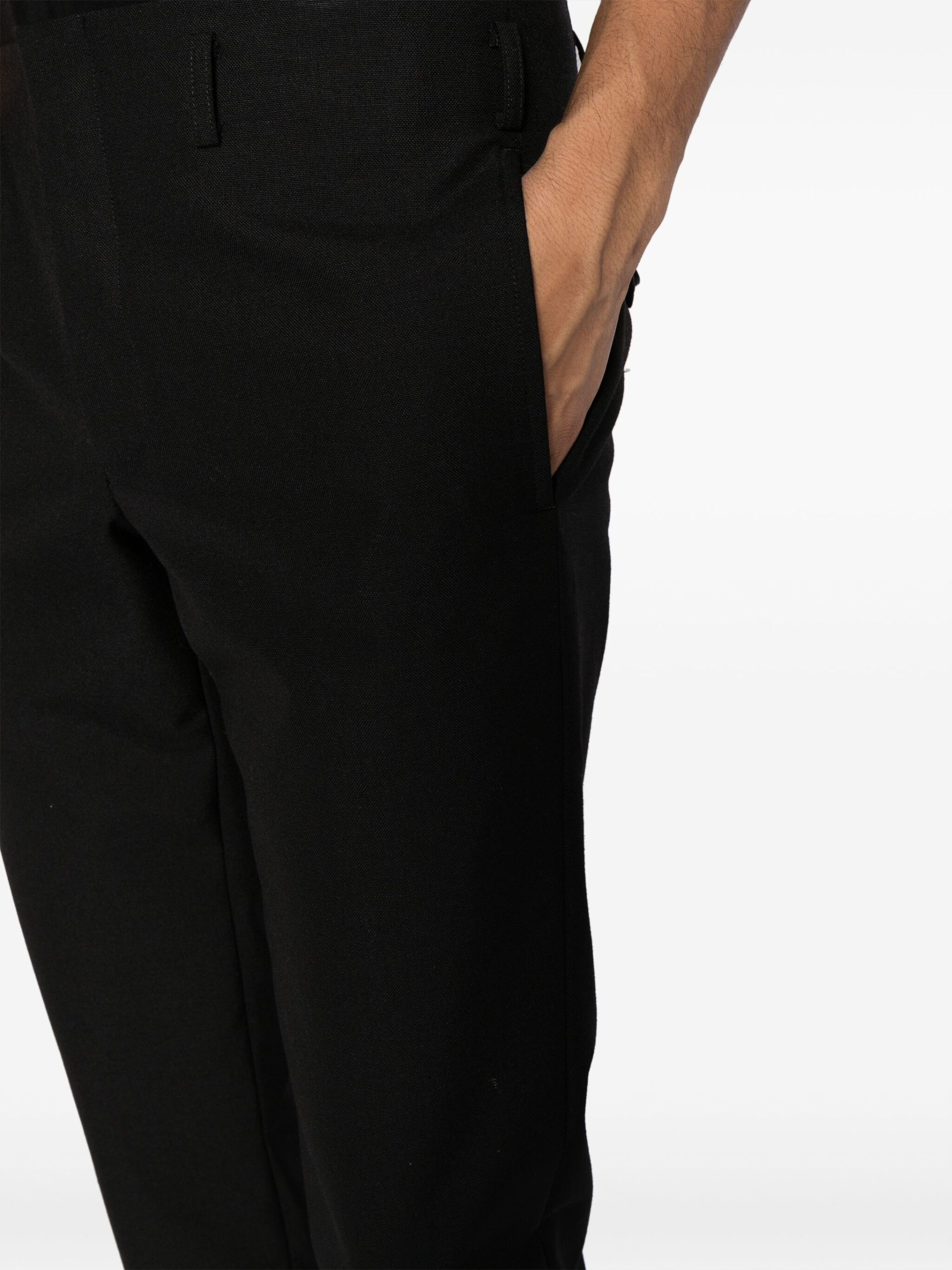 black straight-leg wool trousers - 5