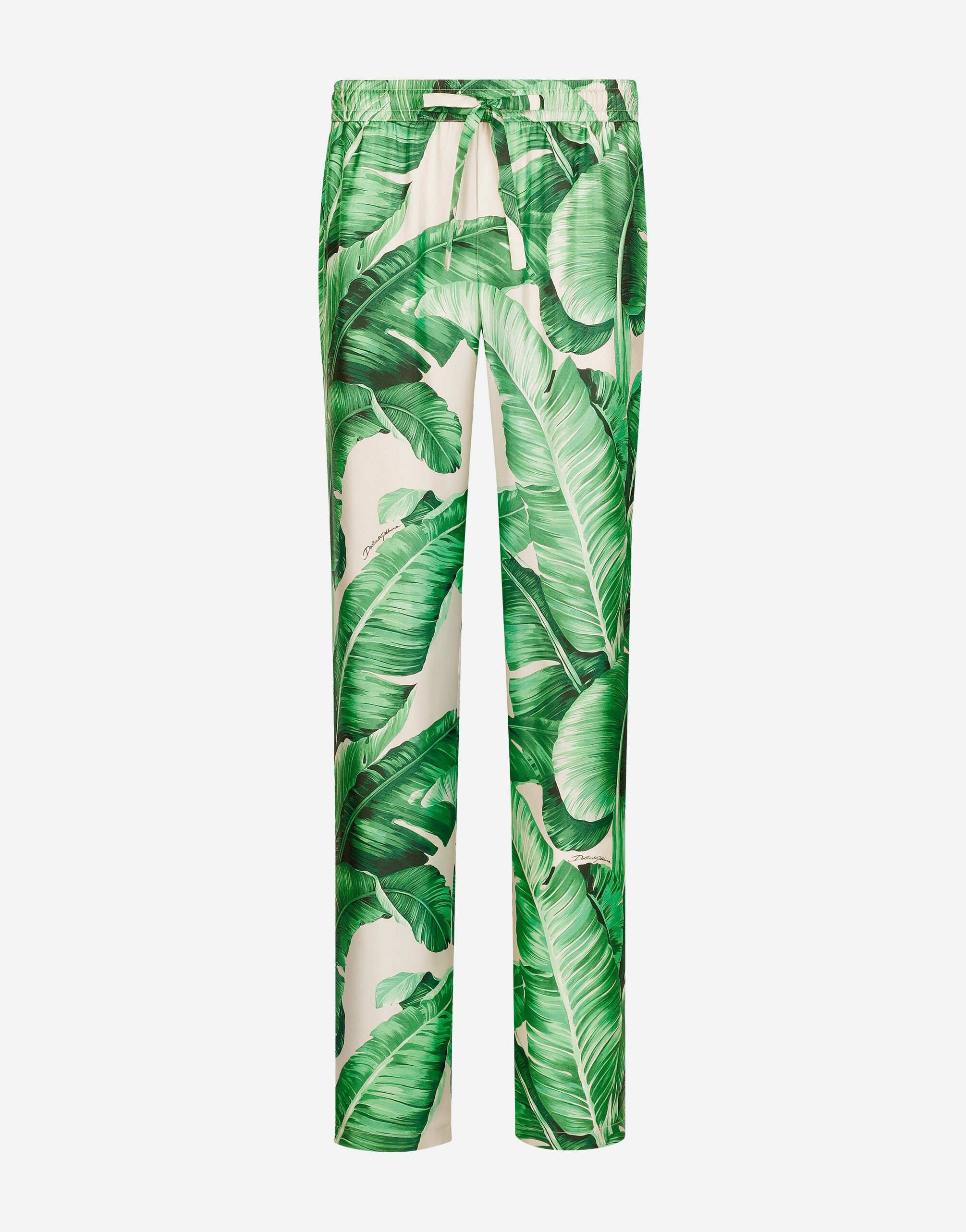 Banana-tree-print silk pajama pants - 1