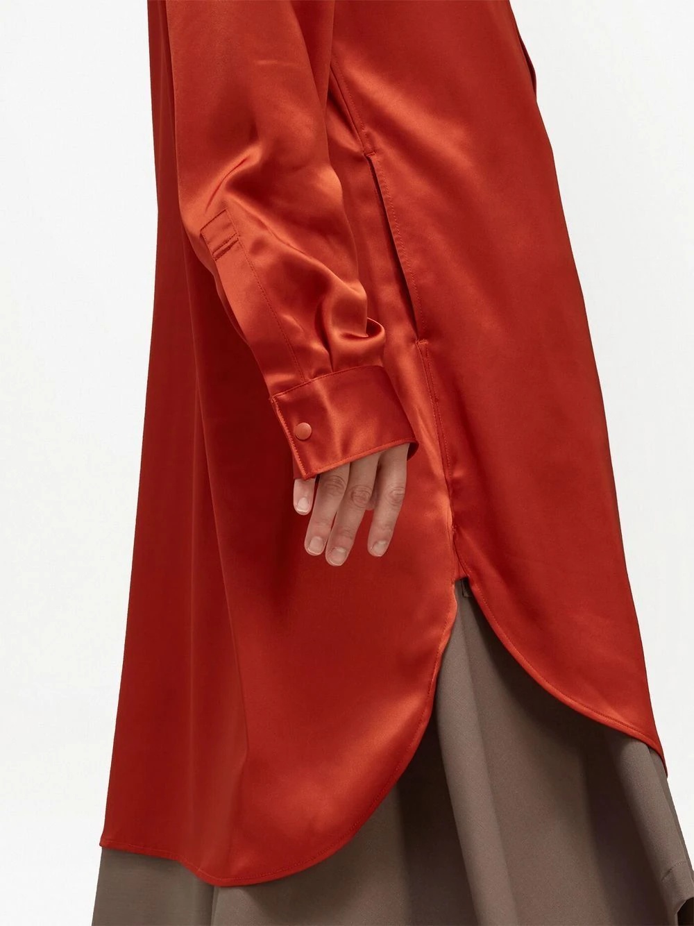 layered shirt midi dress - 5
