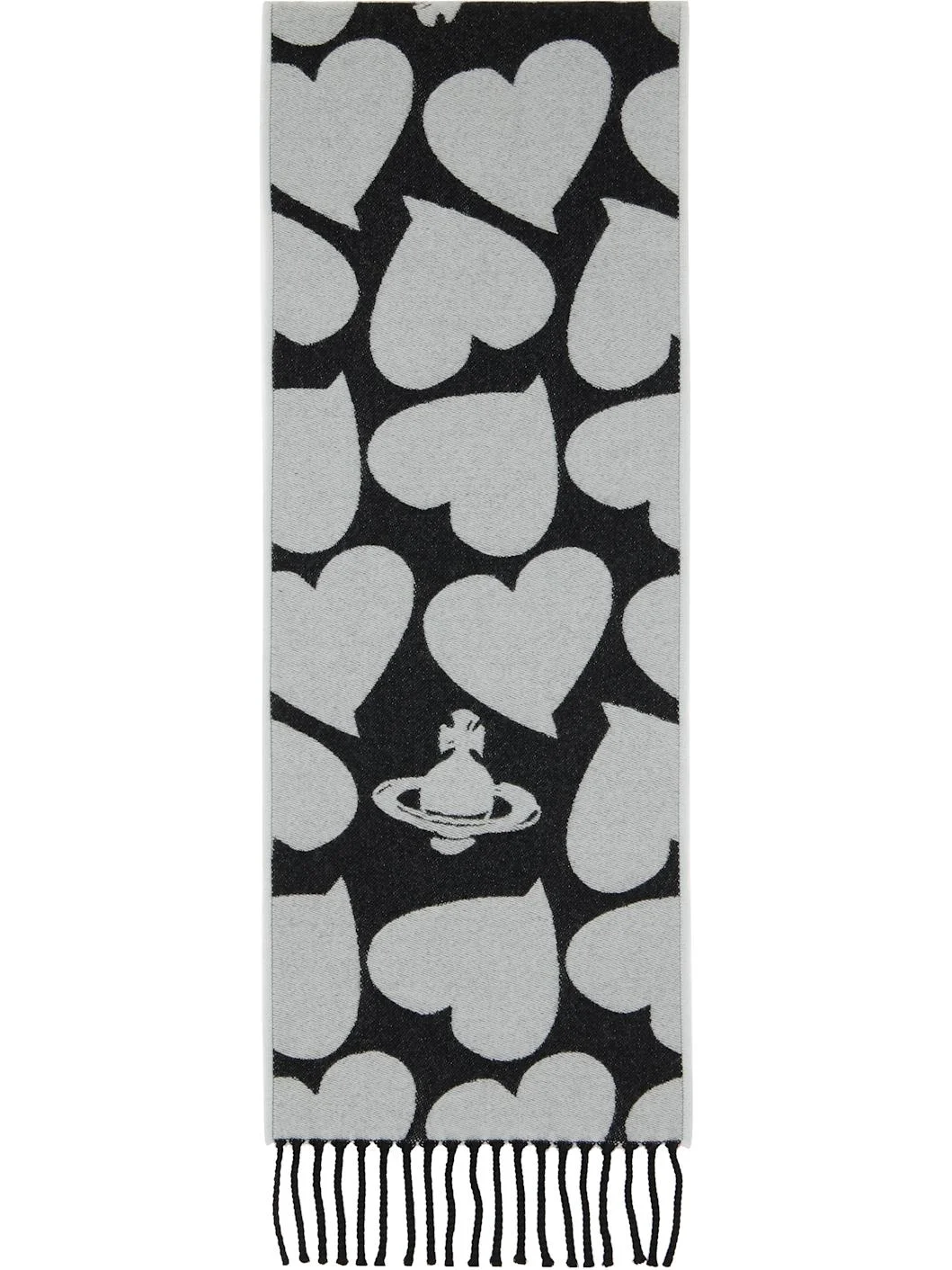 Black & Gray Thin Scarf - 1