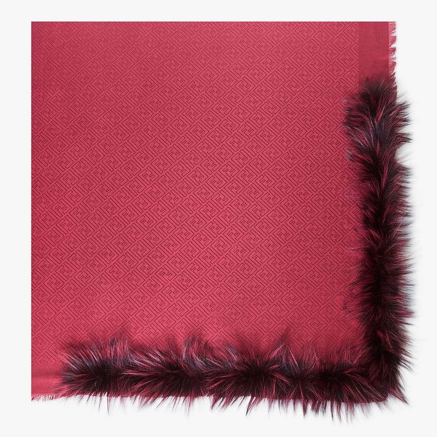 Red silk and wool shawl - 1