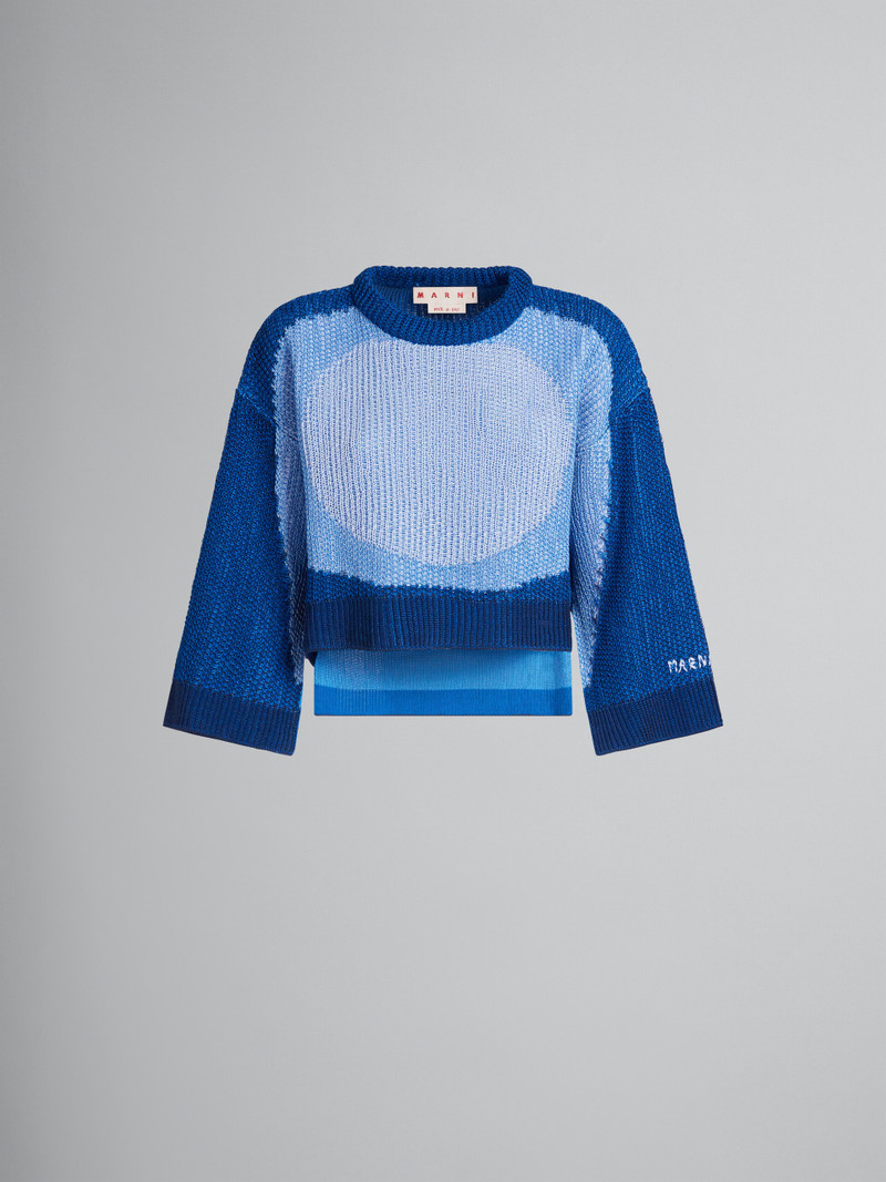 김오 소매를 가진 BLUE COTTON JUMPER 1