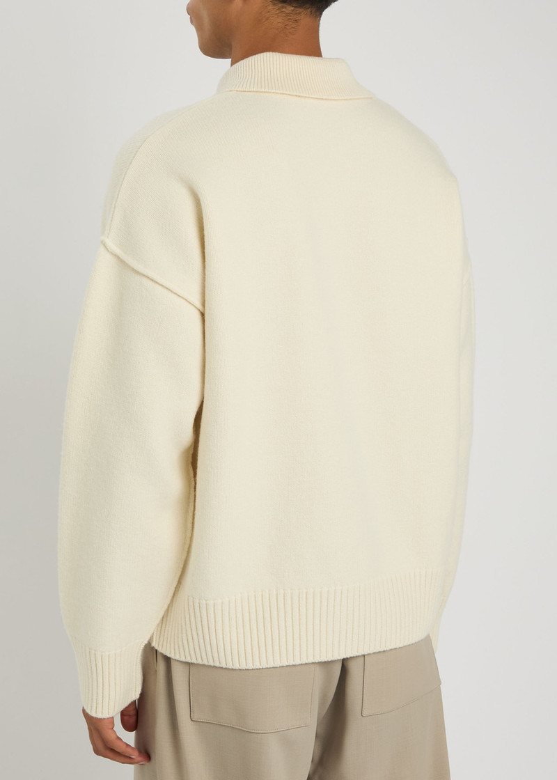 Ami Paris Logo-intarsia Wool Polo Jumper 3