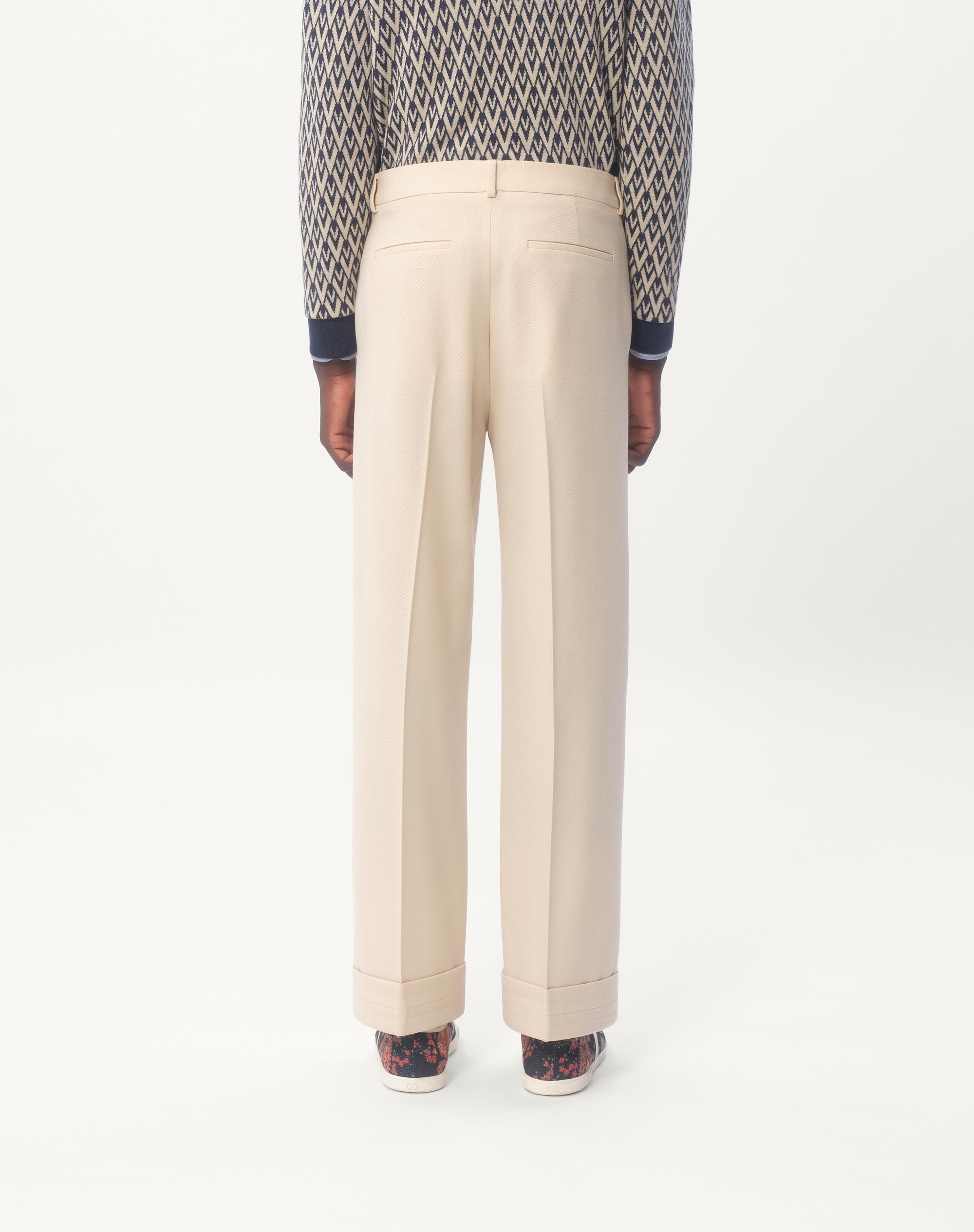 WOOL GABARDINE PANTS WITH TURN-UPS - 7