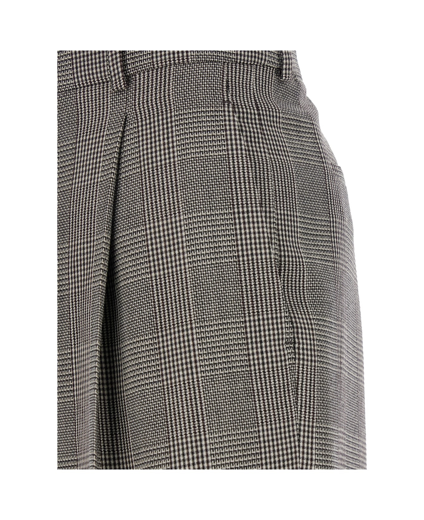 Grey High Waisted Pants With All-over Prince Of Wales Motif In Wool Man - 3