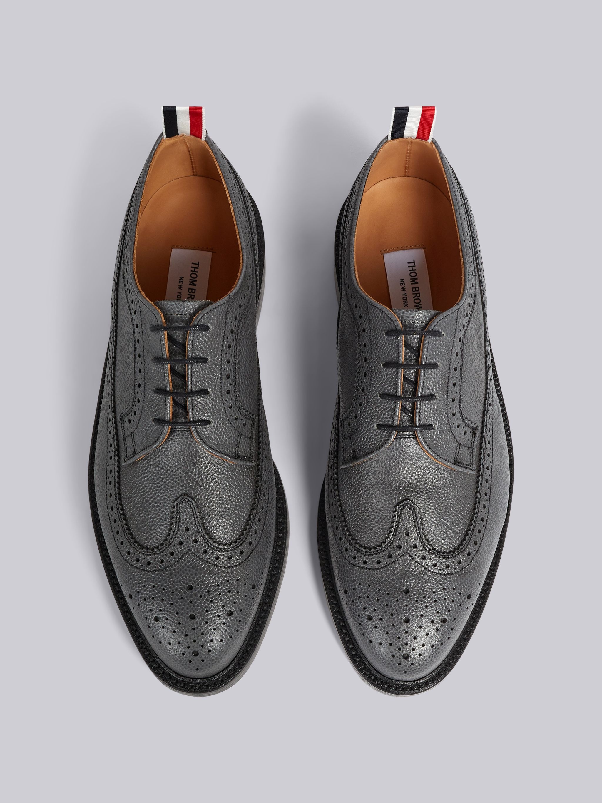 Dark Grey Pebble Grain Leather Sole Classic Longwing Brogue - 4