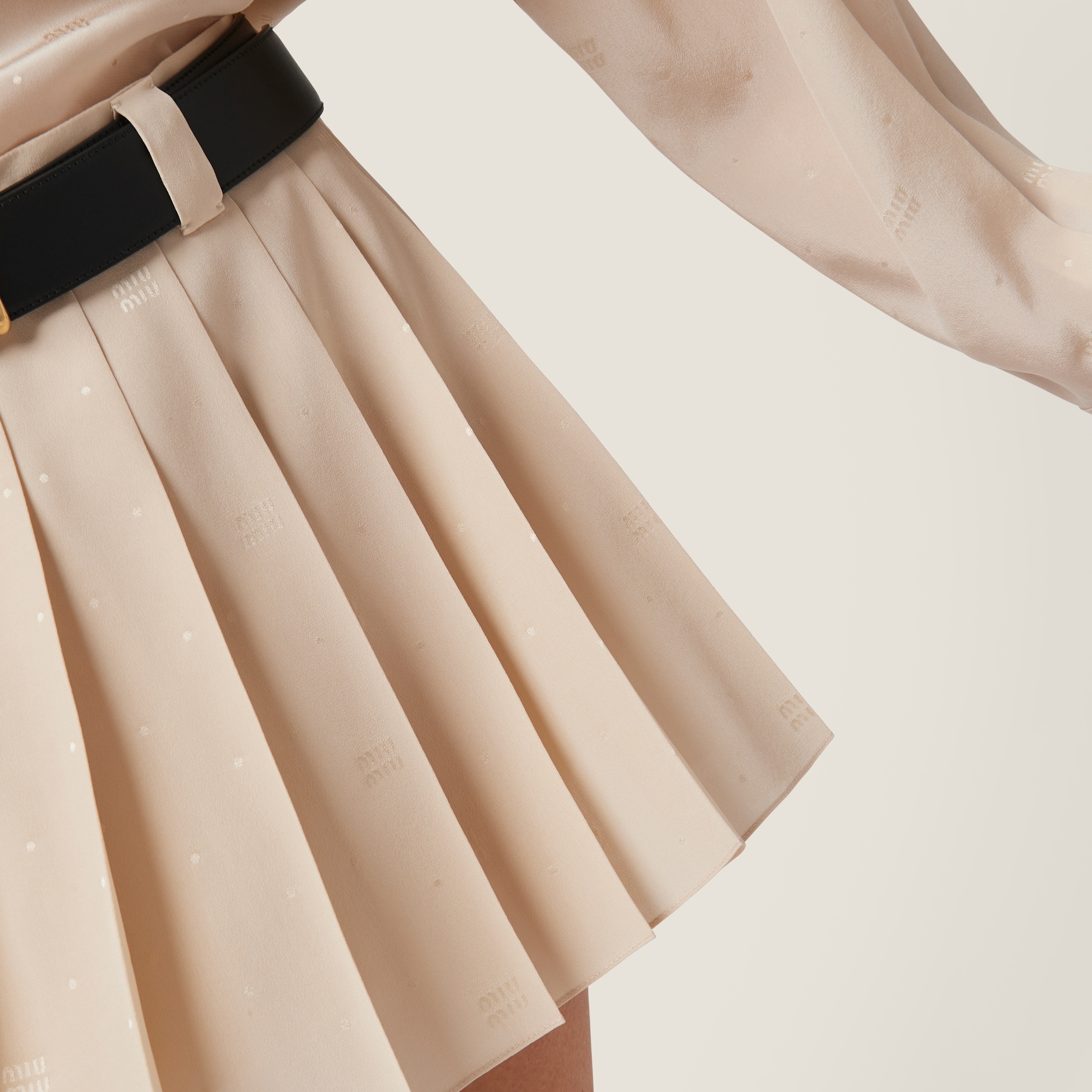 Crepe de chine pleated mini-skirt - 5