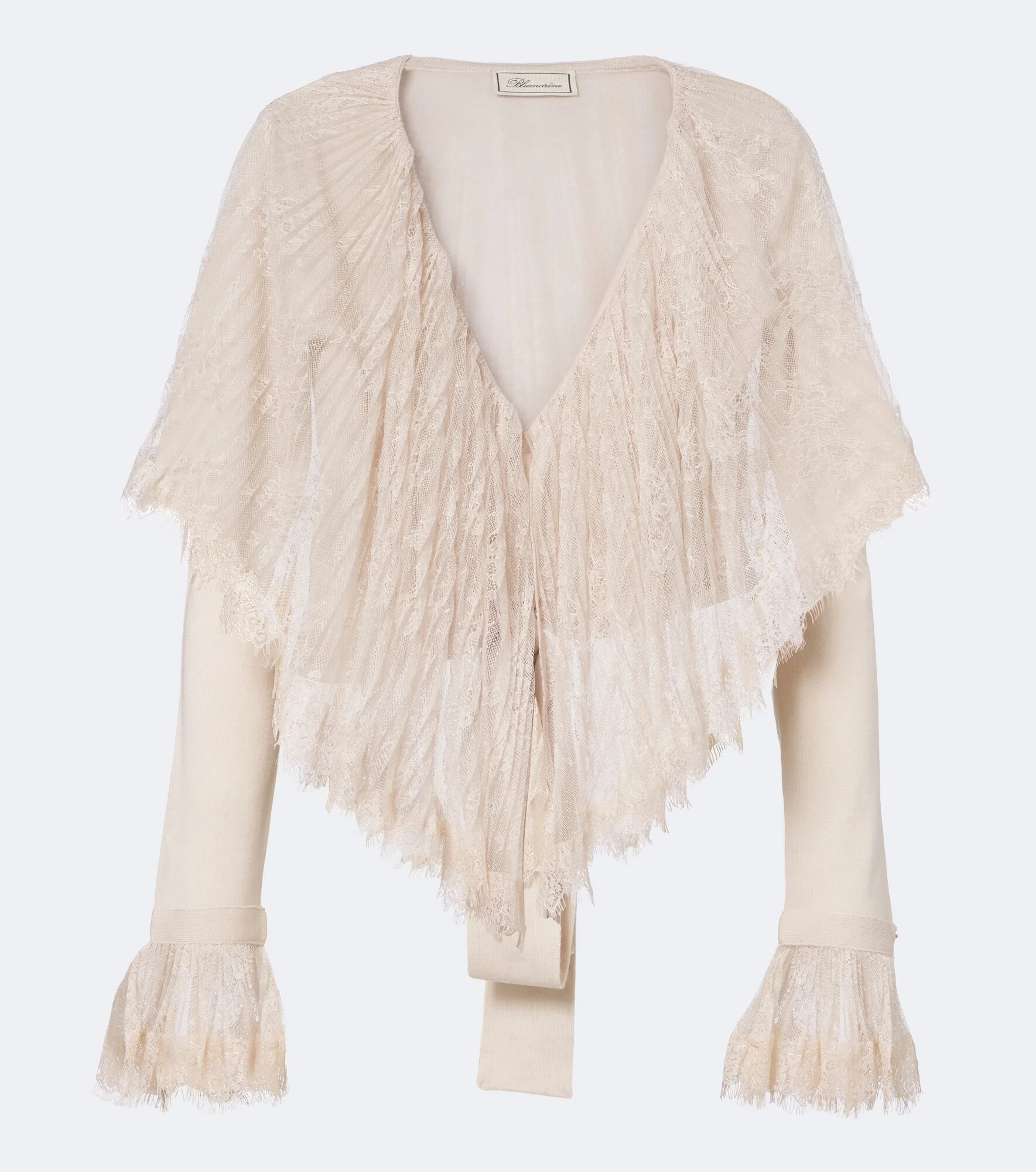 Lace-trimmed virgin wool cardigan - 1